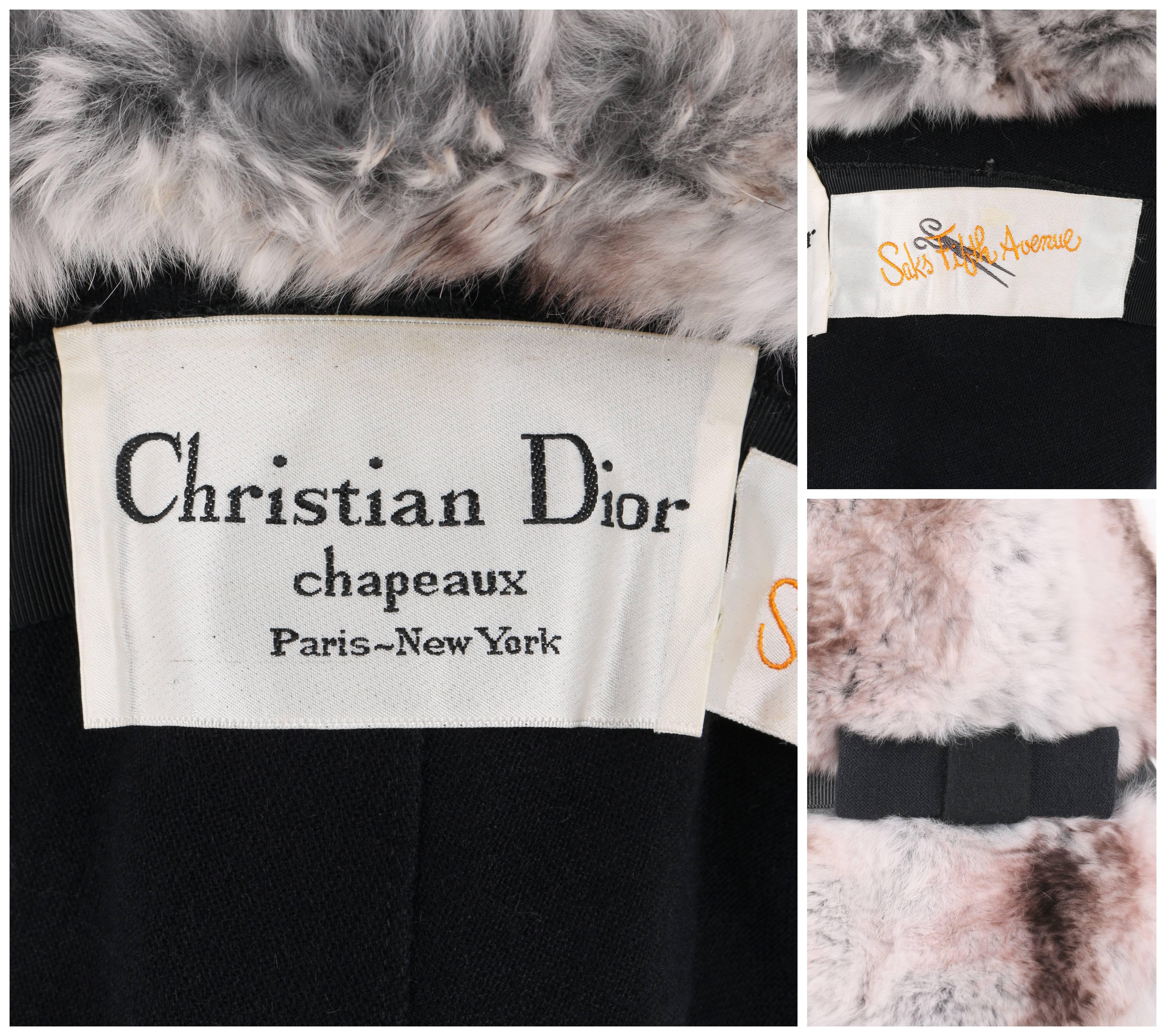 CHRISTIAN DIOR Chapeaux c.1960's MARC BOHAN Natural Chinchilla Fur Cloche Hat 4
