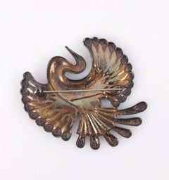 DAVID ANDERSEN c.1970's Sterling Silver .925 Enamel Bird Of Paradise Brooch Pin