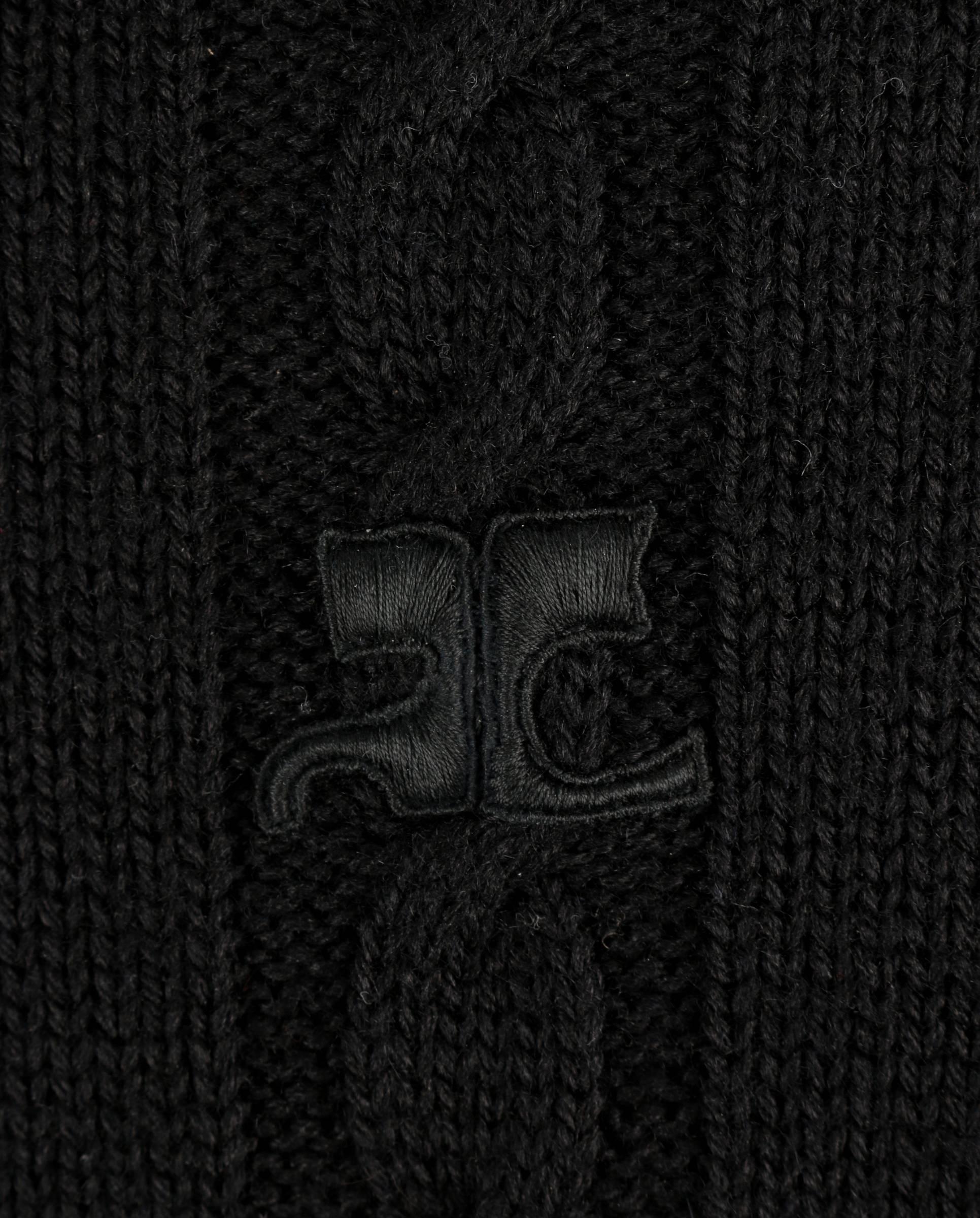COURREGES c.1980's Black Wool Cable Knit Mock Neck Sweater Dress 2