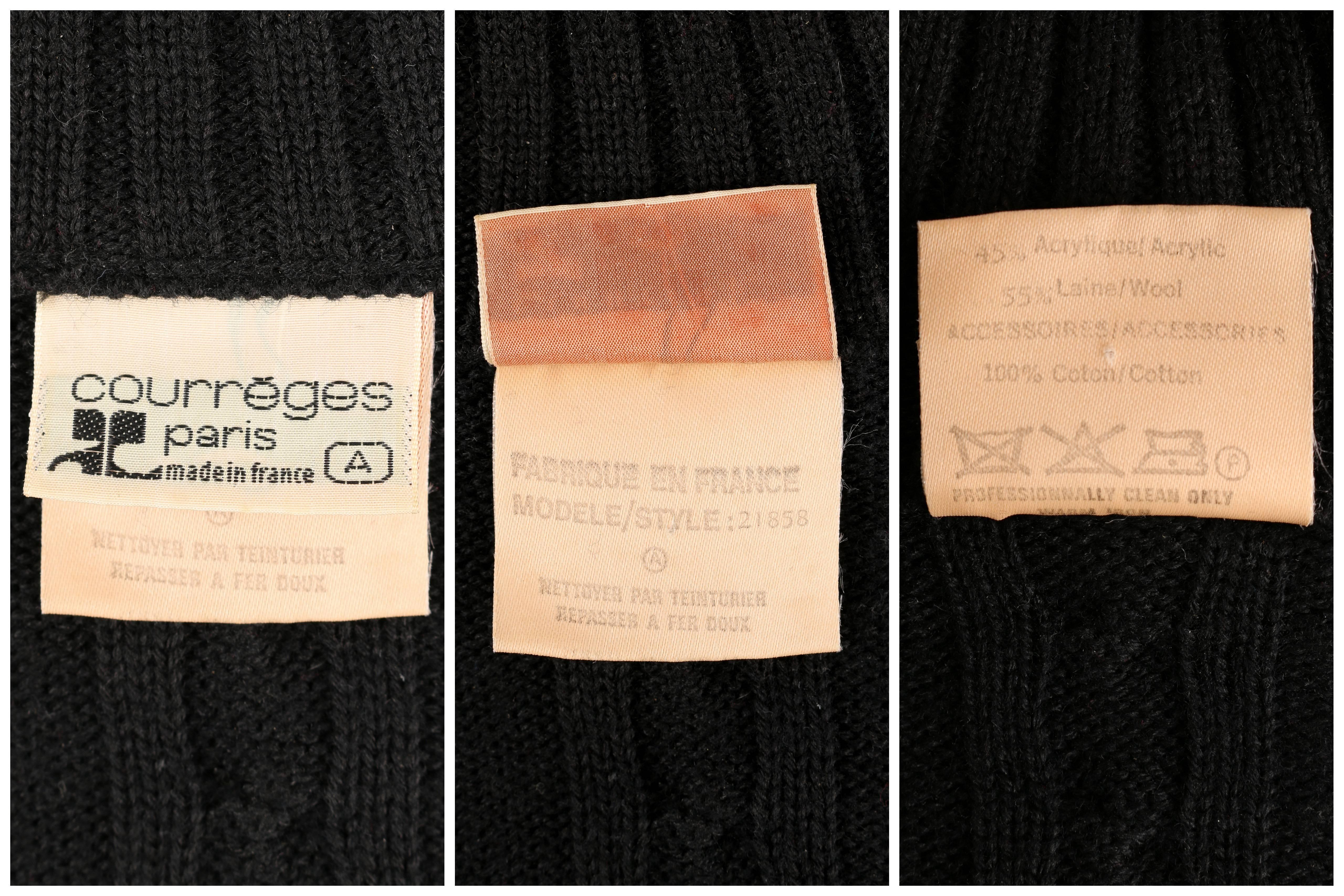 COURREGES c.1980's Black Wool Cable Knit Mock Neck Sweater Dress 5