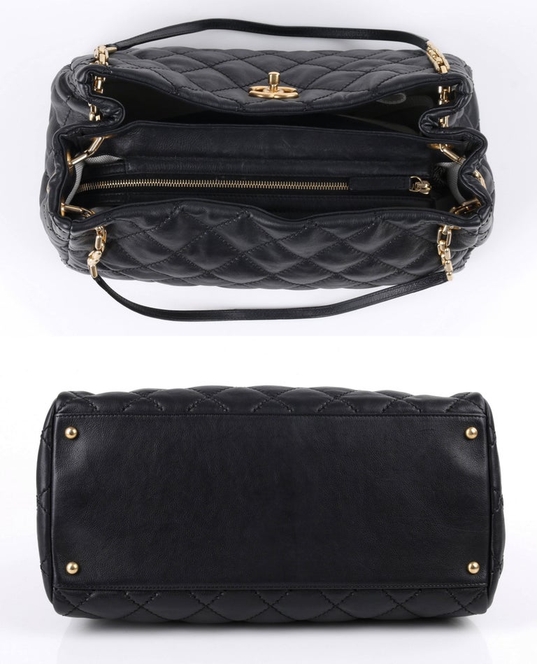 CHANEL S/S 2011 Black Quilted Leather CC Turnlock &quot;Retro Chain&quot; Tote Bag Purse at 1stdibs