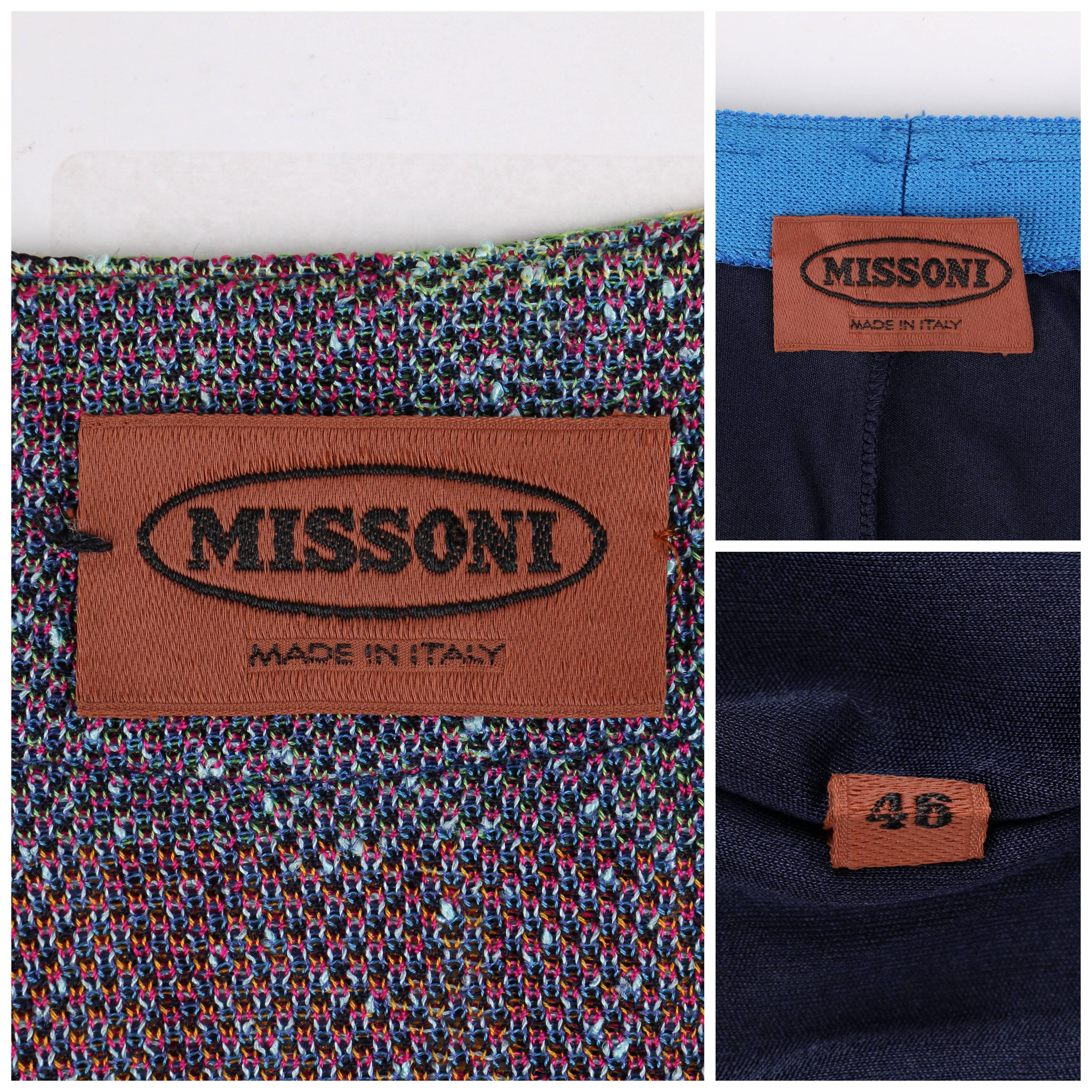 MISSONI c.1990's 2 Pc Multicolor Diamond Knit V Neck Top Skirt Suit Dress Set 4