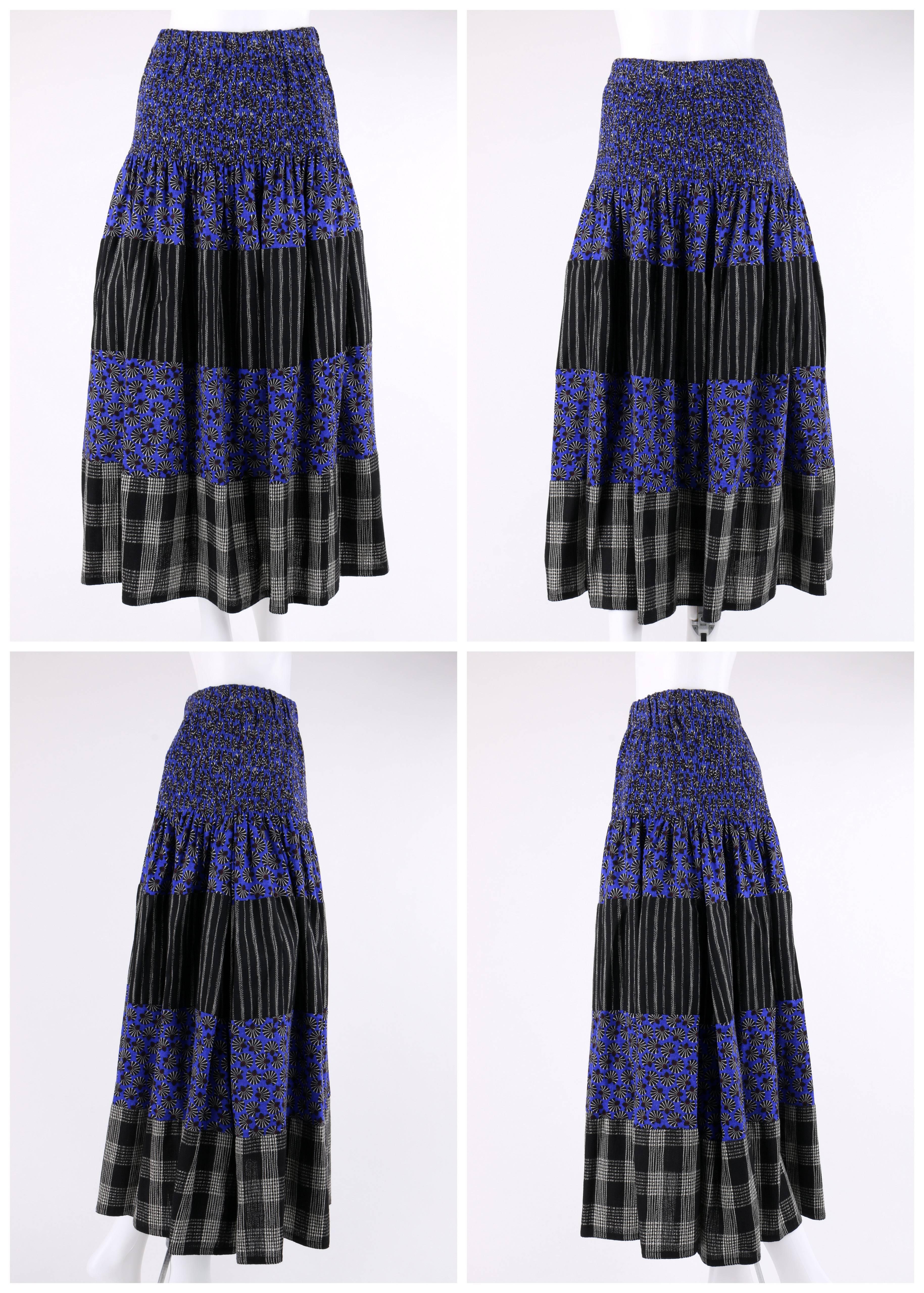 KOOS VAN DEN AKKER c. 1980's 4 Pc Patchwork Blouse Skirt Pants Suit Set w/ Shawl In Good Condition In Thiensville, WI