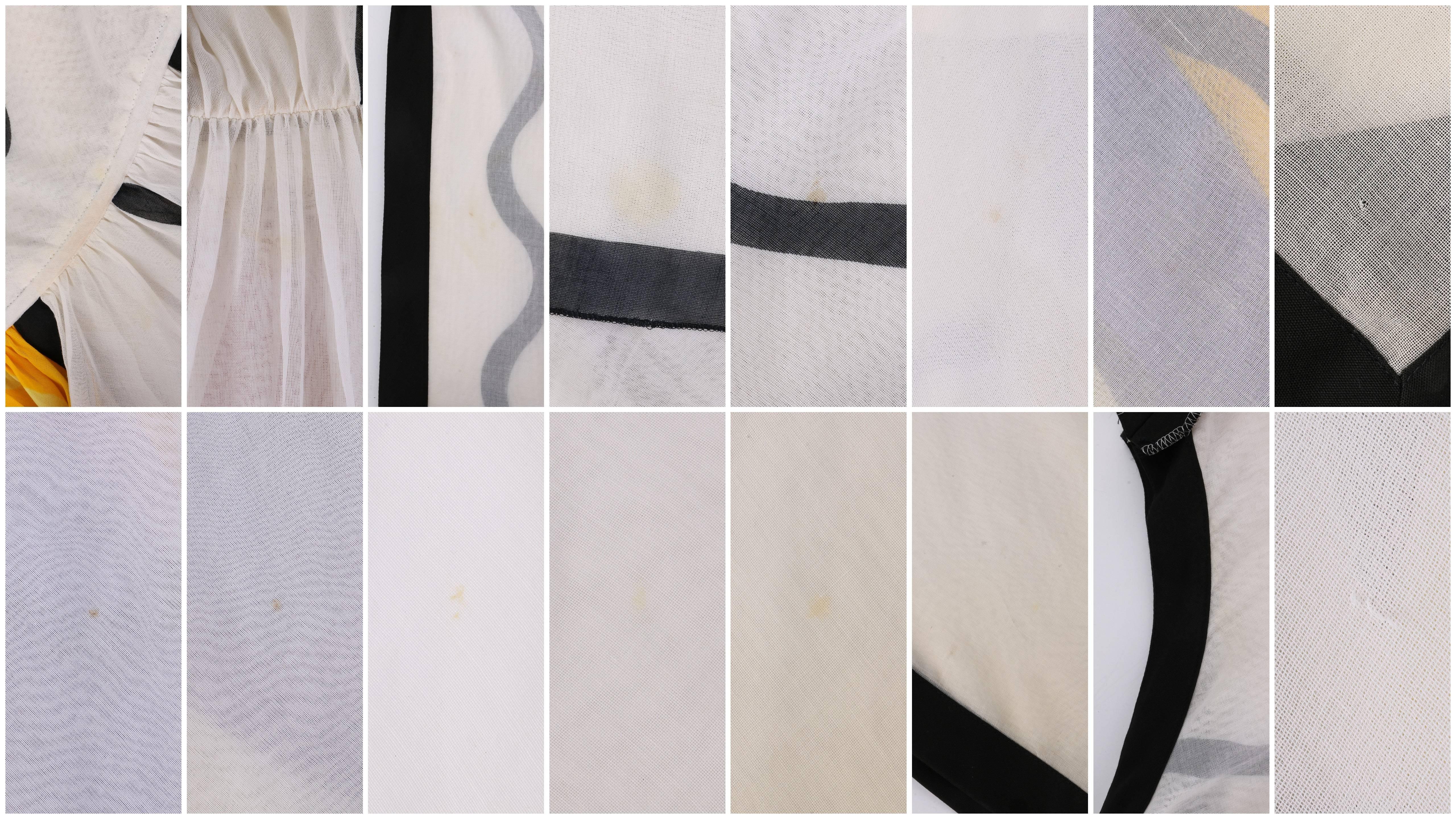 LOUIS FERAUD c.1990's White Geometric Print One Shoulder Handkerchief Hem Dress For Sale 3