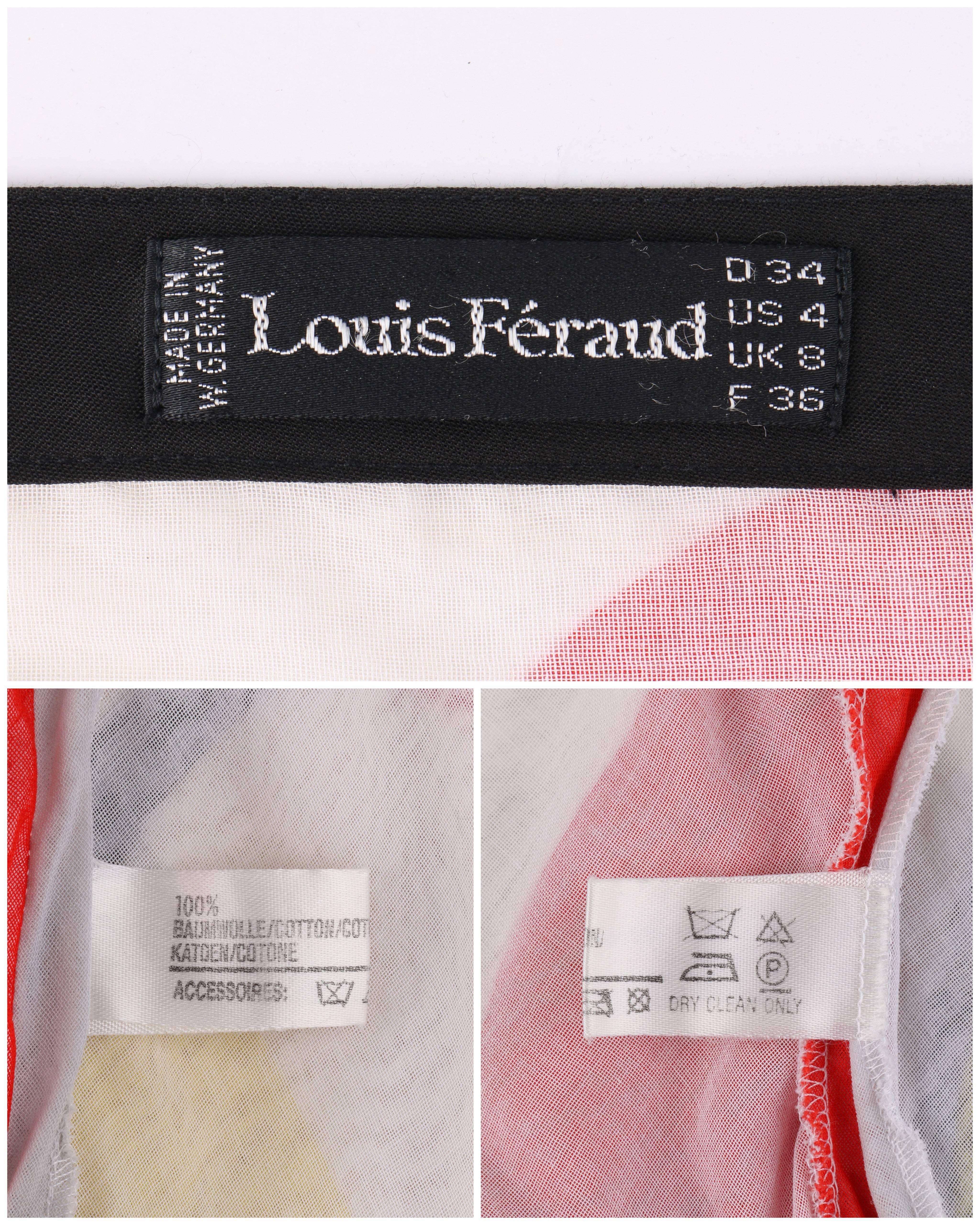 LOUIS FERAUD c.1990's White Geometric Print One Shoulder Handkerchief Hem Dress For Sale 2