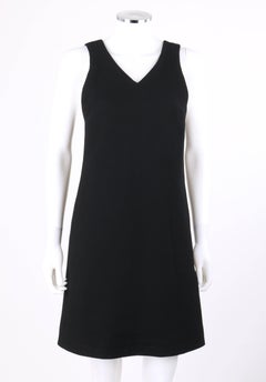 JEAN PATOU c.1960's Haute Couture Numbered Black Wool V Neck Jumper Dress