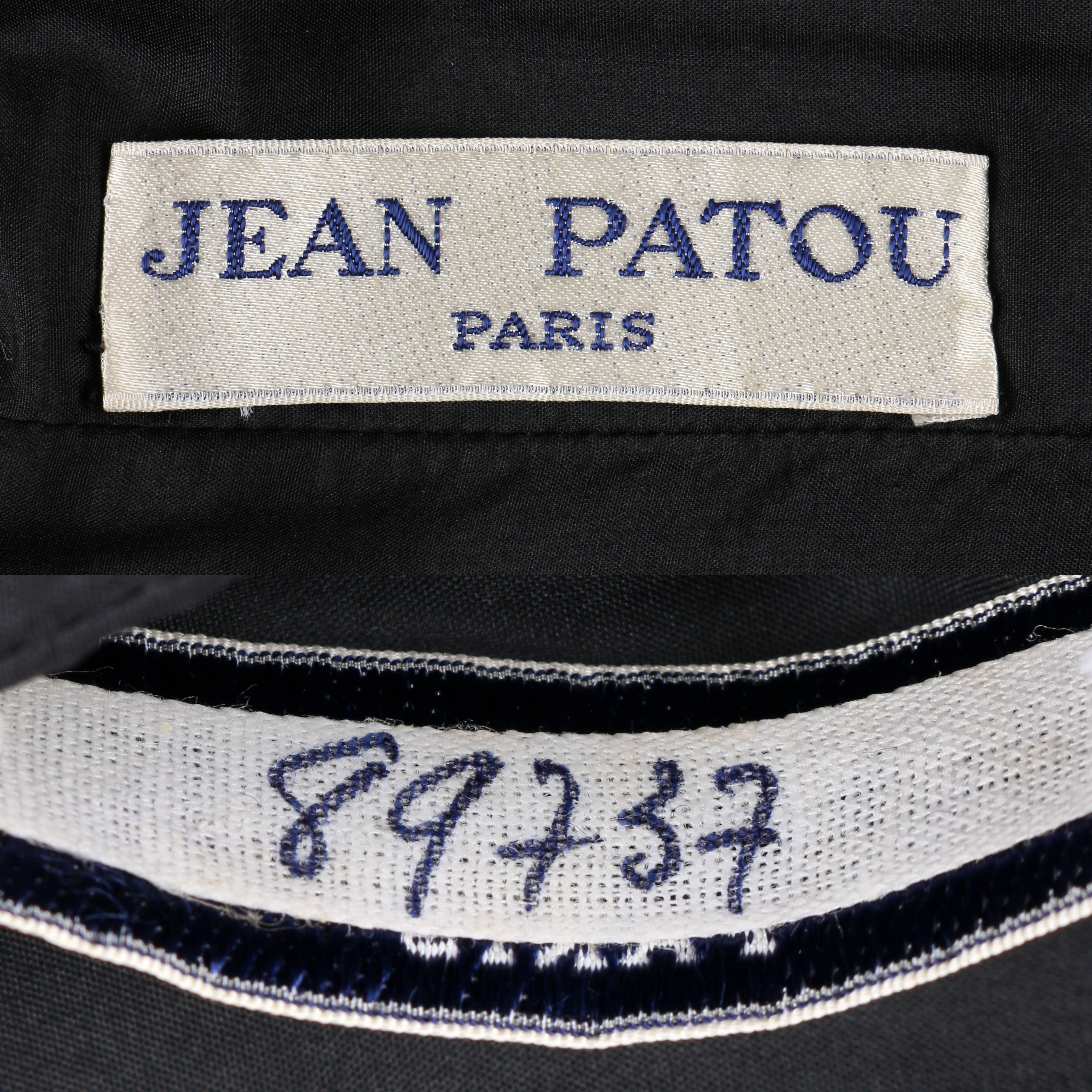 Women's JEAN PATOU c.1960's Haute Couture Numbered Black Wool V Neck Jumper Dress For Sale