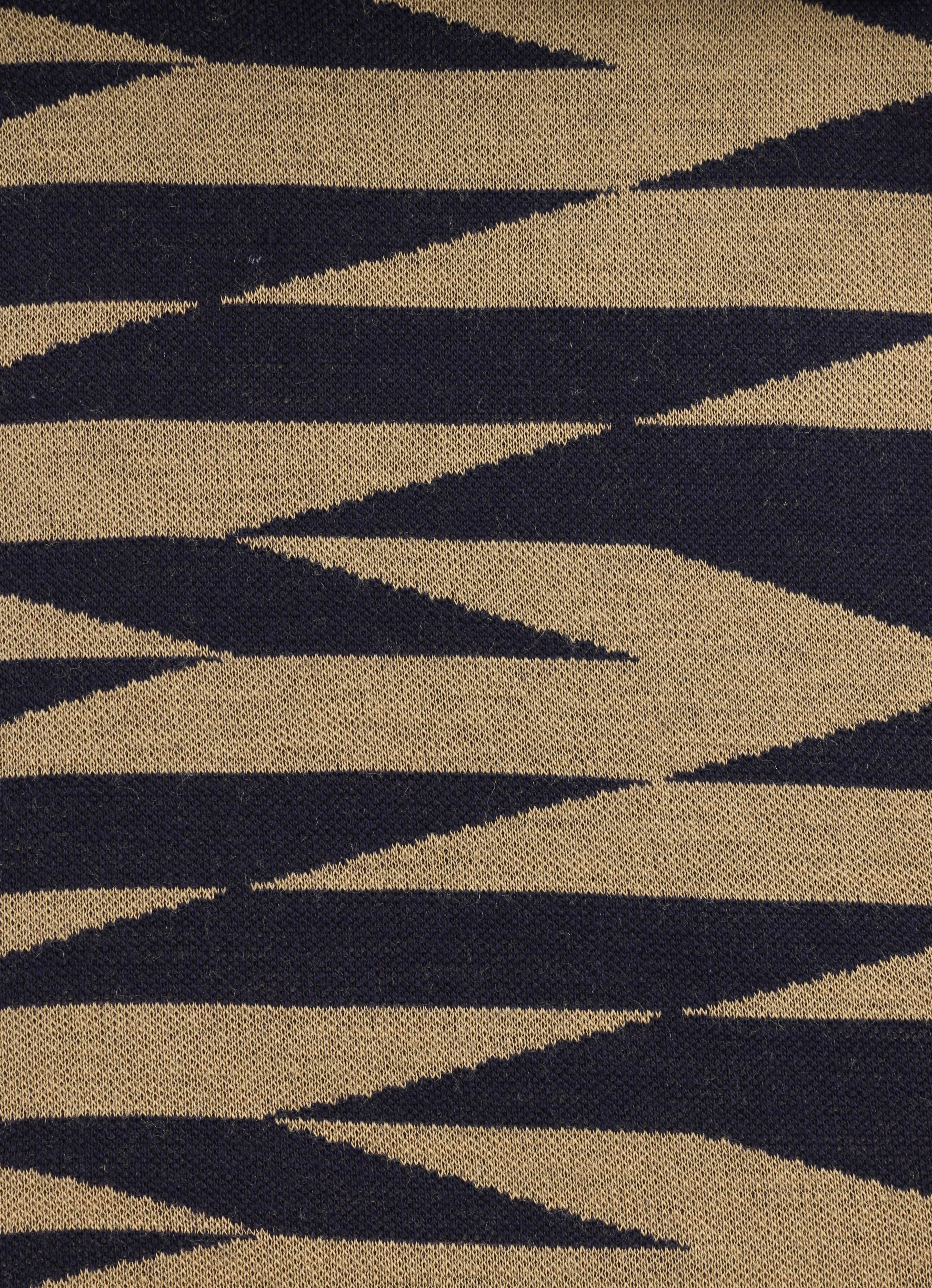 RUDI GERNREICH c.1971 Navy & Brown Op Art Check Pattern Wool Knit Mod Maxi Dress 2