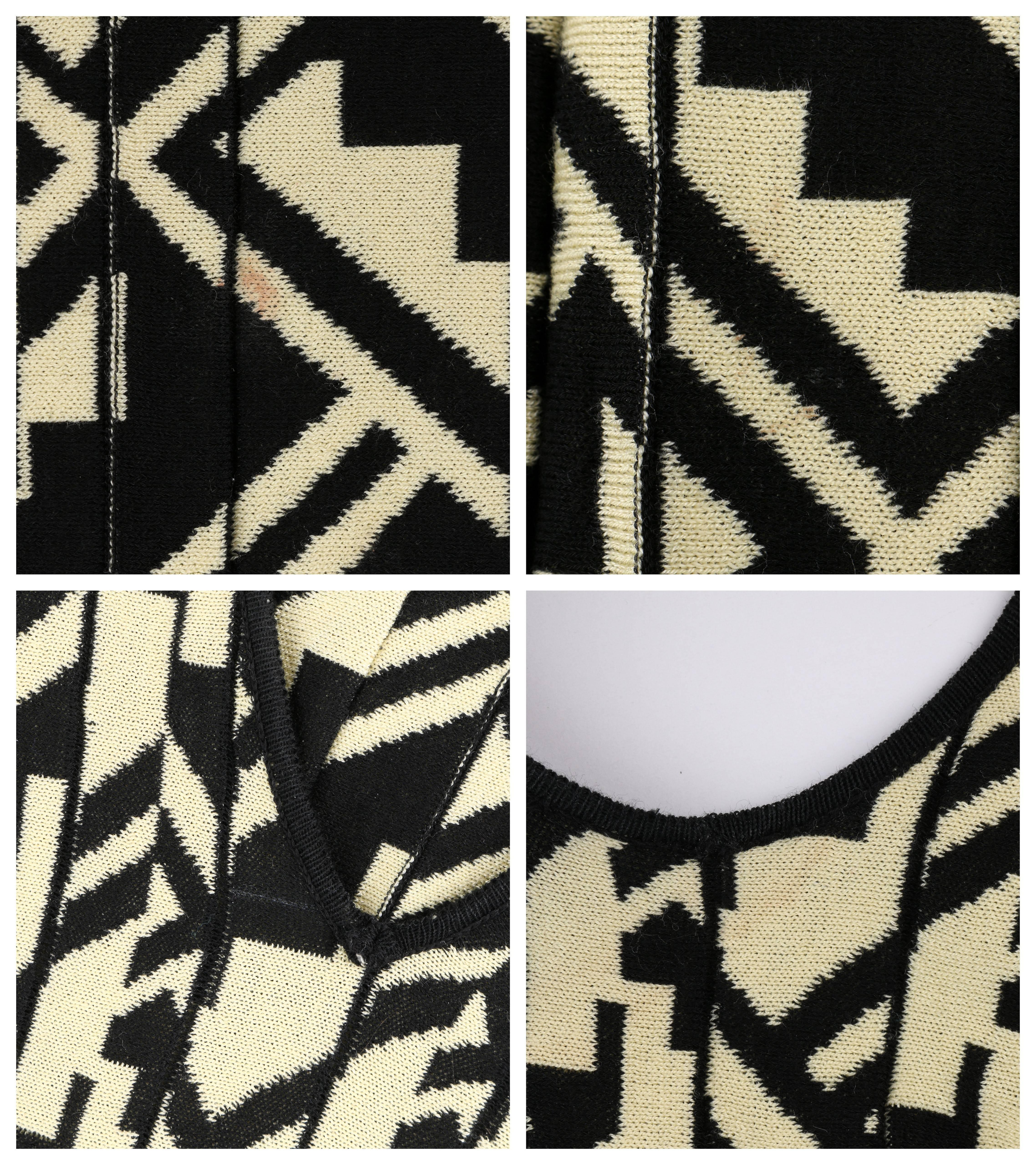 ETRO Black & Soft Yellow Geometric Knit Drop Waist Pleated Cocktail Dress NWT 1