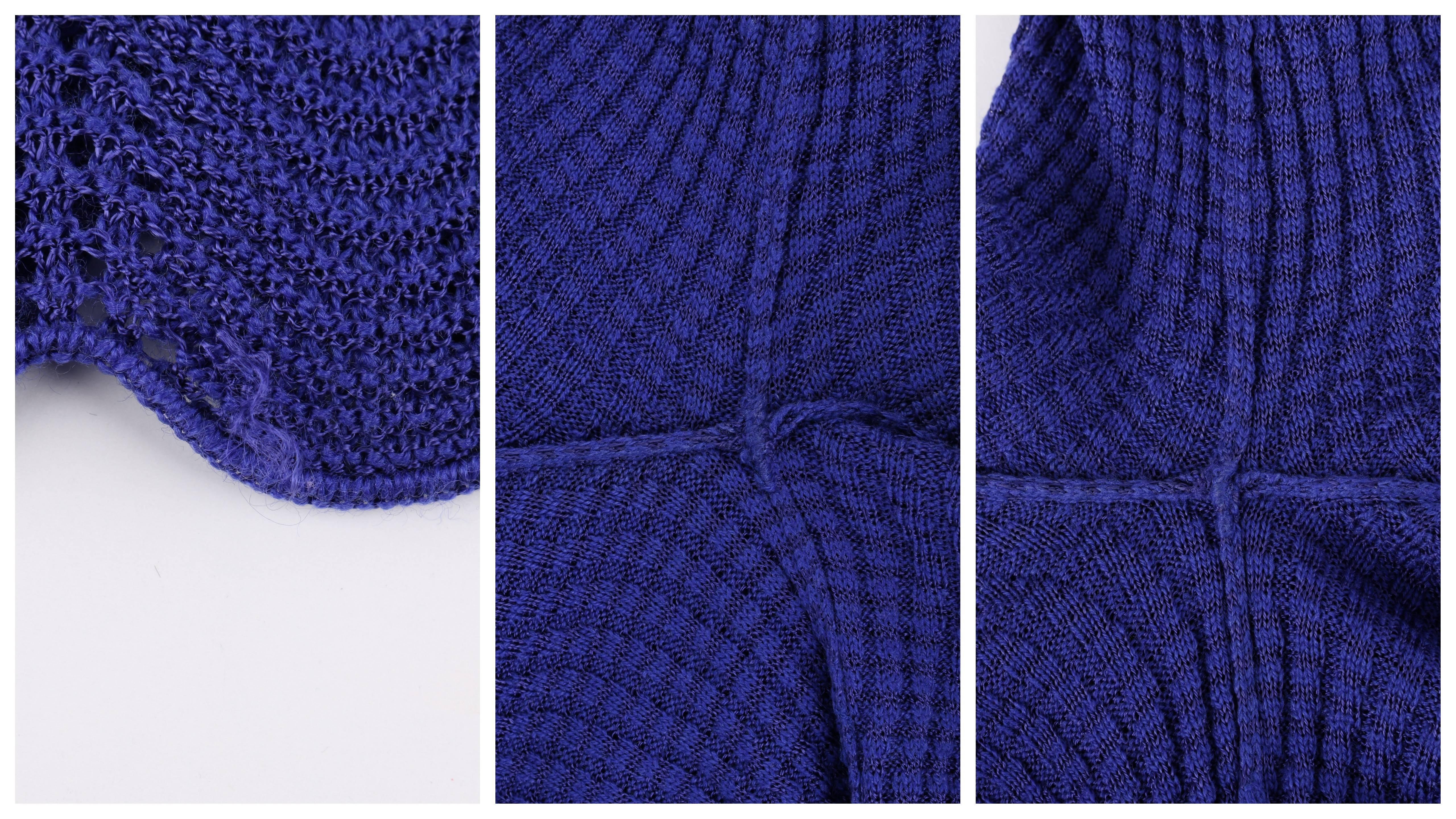 Women's MISSONI Royal Blue Wool Rib Knit Long Sleeve Pleated Shift Dress