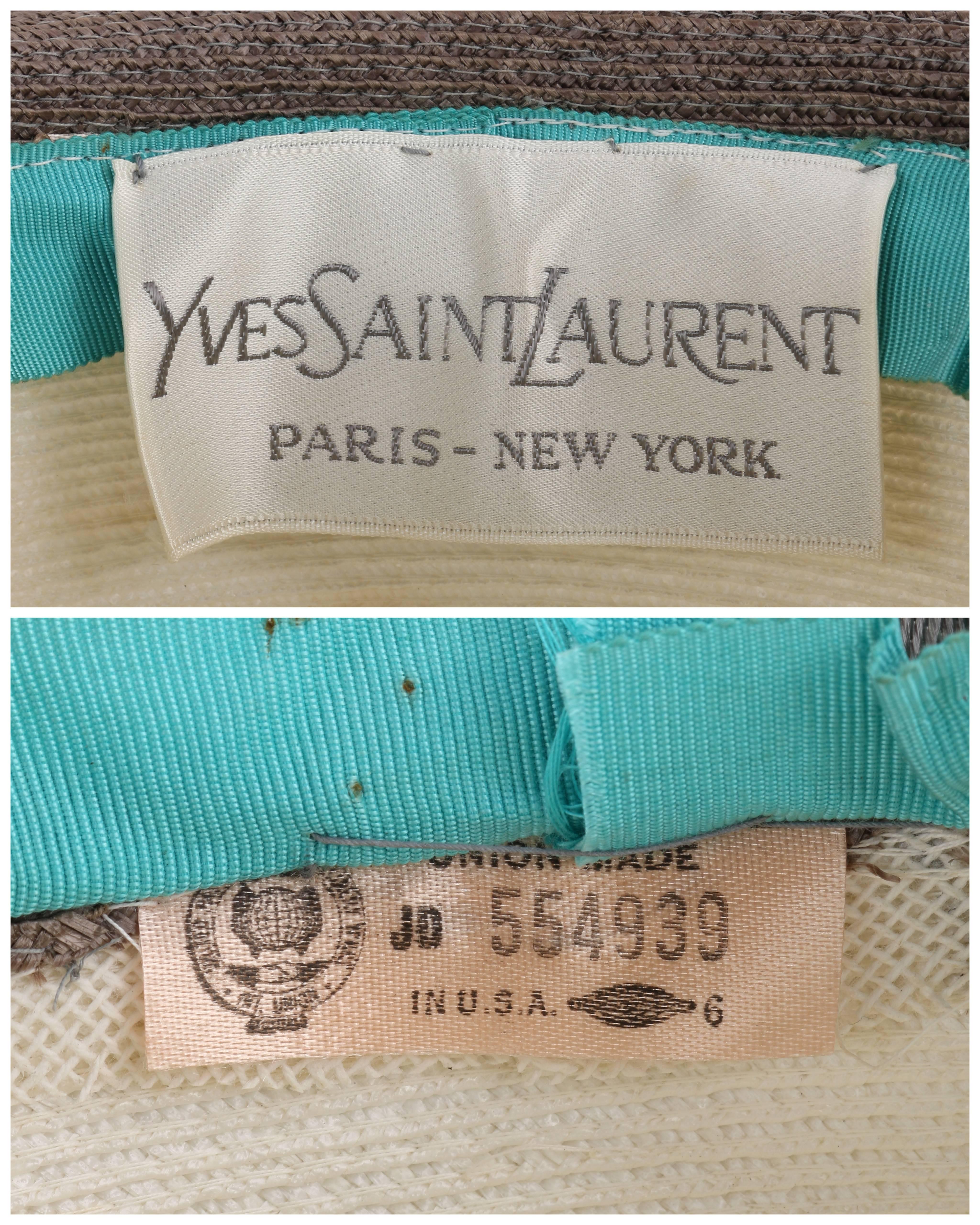 YVES SAINT LAURENT c.1960's YSL Off White Taupe Straw Sculptural Leaf Cloche Hat 3