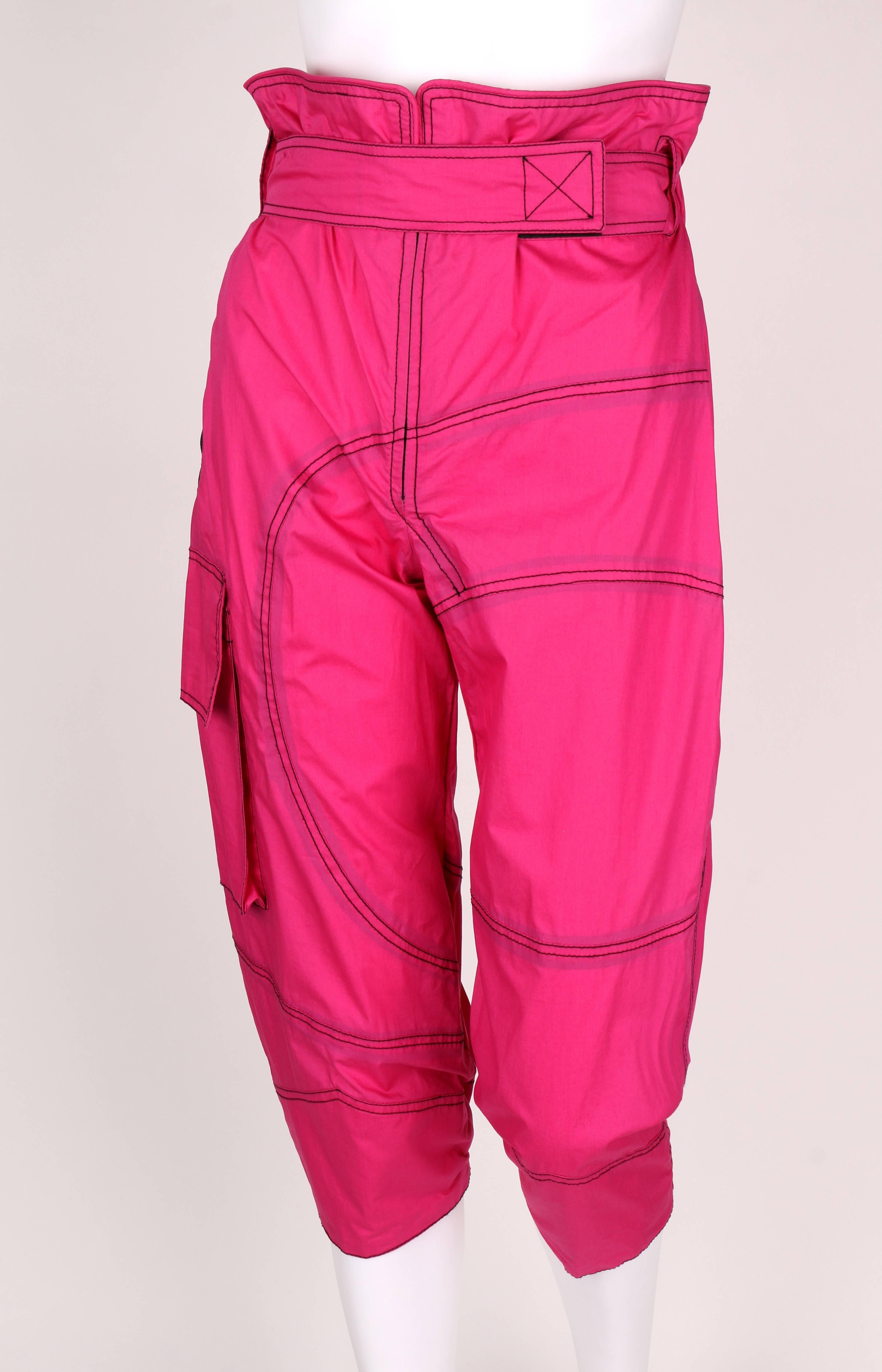 EMILIO PUCCI Bright Pink Highwaisted Windbreaker Capri Pants In New Condition In Thiensville, WI
