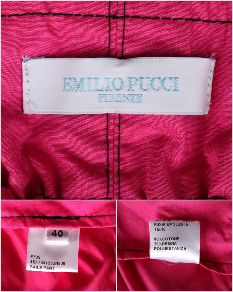 EMILIO PUCCI Bright Pink Highwaisted Windbreaker Capri Pants For Sale ...