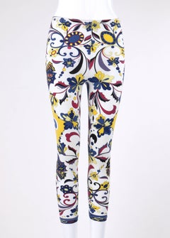 EMILIO PUCCI c.1970s White "Concentrico" Signature Floral Print Cropped Leggings