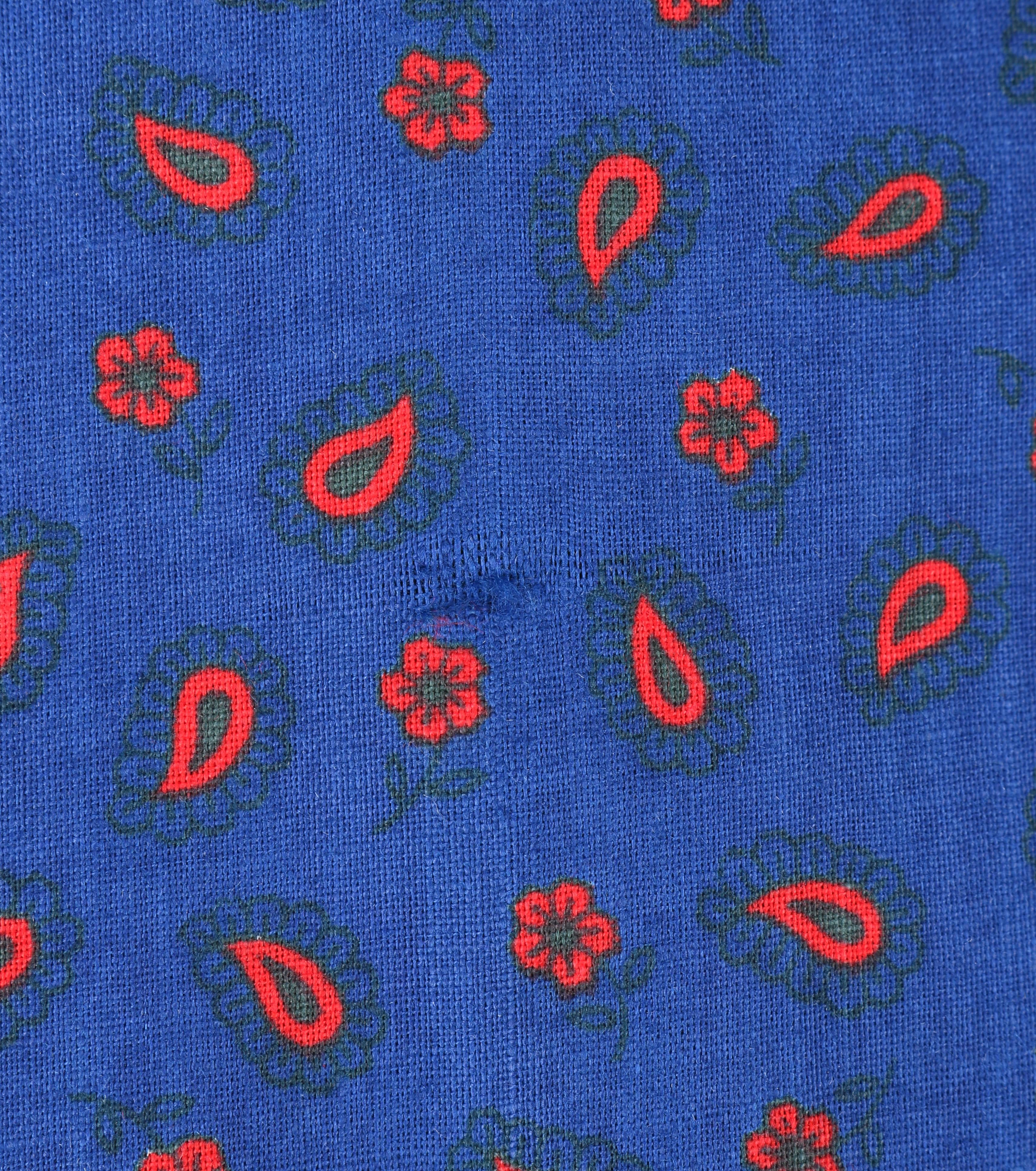 ANNE KLEIN c.1970's Blue & Red Floral Paisley Print Empire Waist Maxi Dress 4