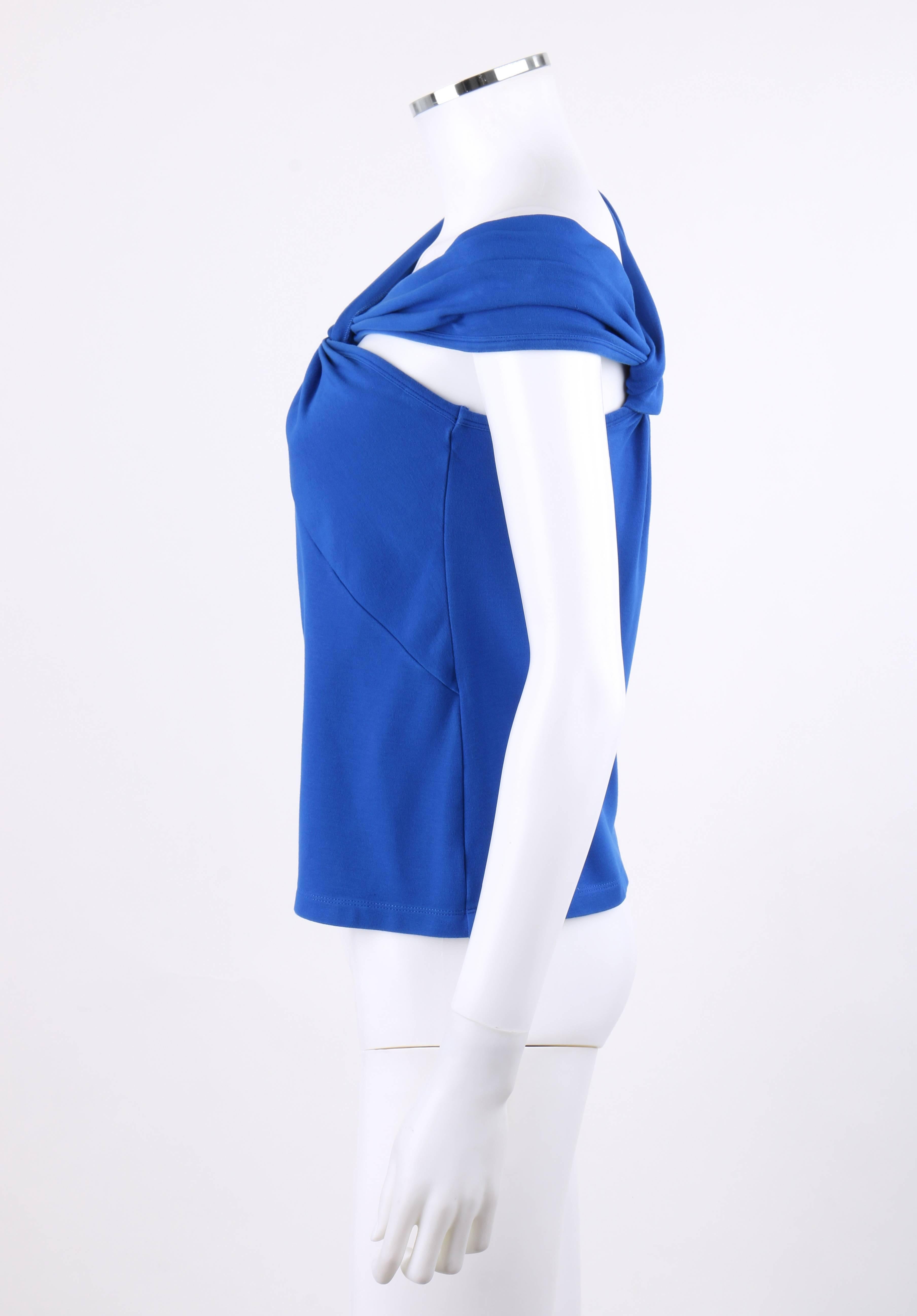 MISSONI Blue Knit Sleeveless Asymmetrical Twist Top 1