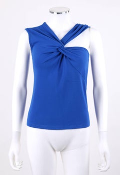 MISSONI Blue Knit Sleeveless Asymmetrical Twist Top