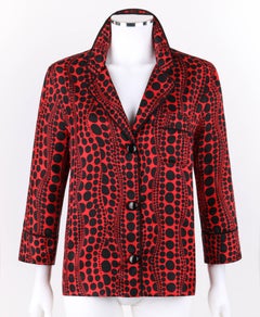 LOUIS VUITTON c.2012 YAYOI KUSAMA Red "Pumpkin Dots" Silk Blouse Shirt Jacket