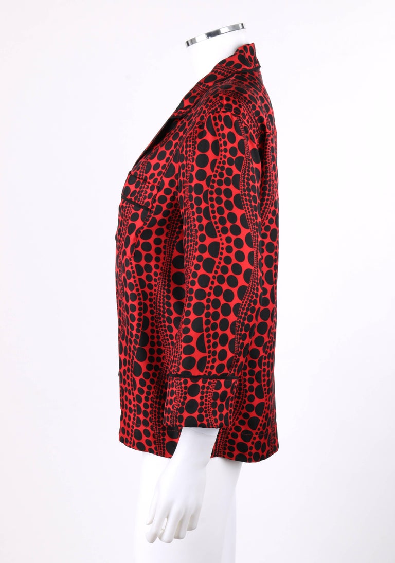 LOUIS VUITTON c.2012 YAYOI KUSAMA Red &quot;Pumpkin Dots&quot; Silk Blouse Shirt Jacket For Sale at 1stdibs