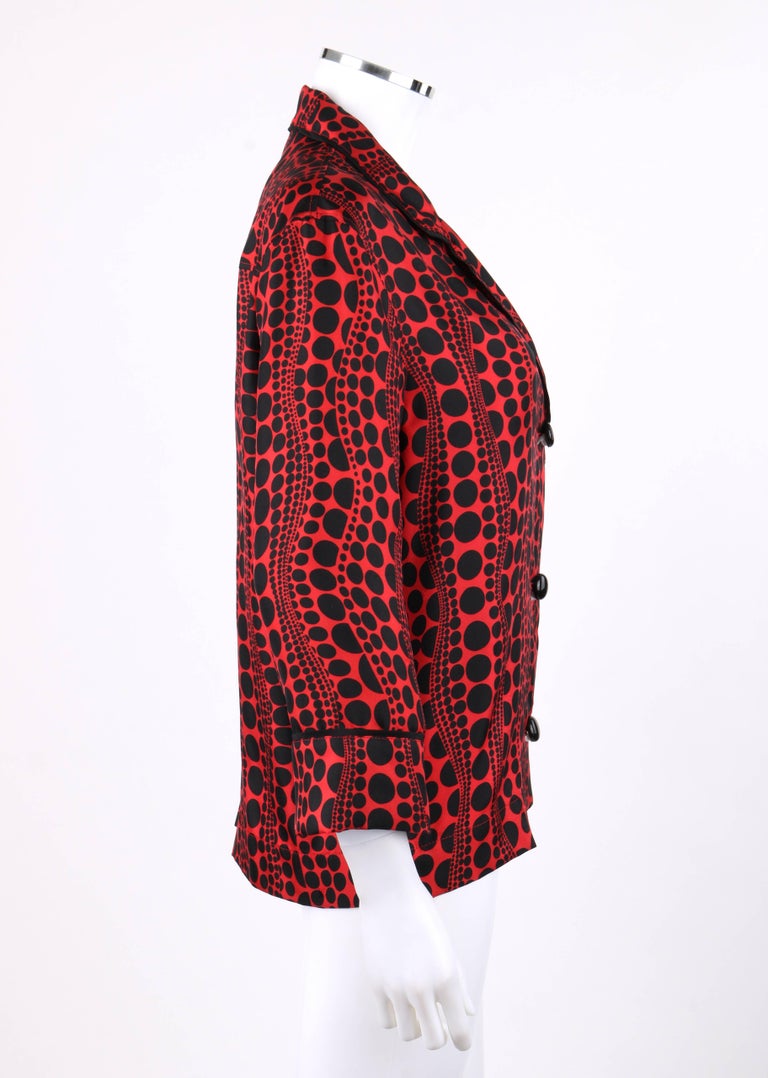 LOUIS VUITTON c.2012 YAYOI KUSAMA Red &quot;Pumpkin Dots&quot; Silk Blouse Shirt Jacket For Sale at 1stdibs