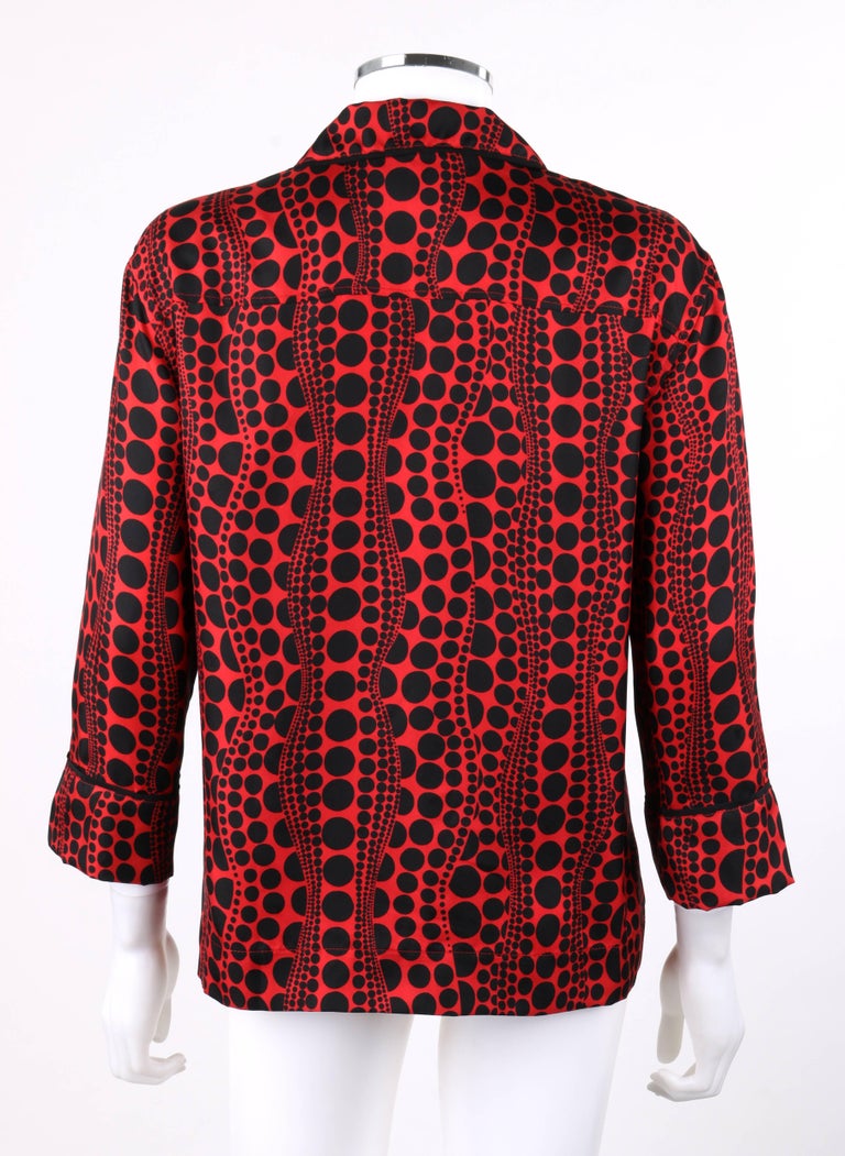 LOUIS VUITTON c.2012 YAYOI KUSAMA Red Pumpkin Dots Silk Blouse Shirt  Jacket at 1stDibs