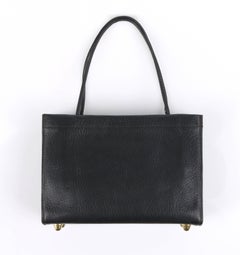 COACH c.1967 BONNIE CASHIN Black Pebbled Leather Kiss Lock Mini Tote Bag Purse