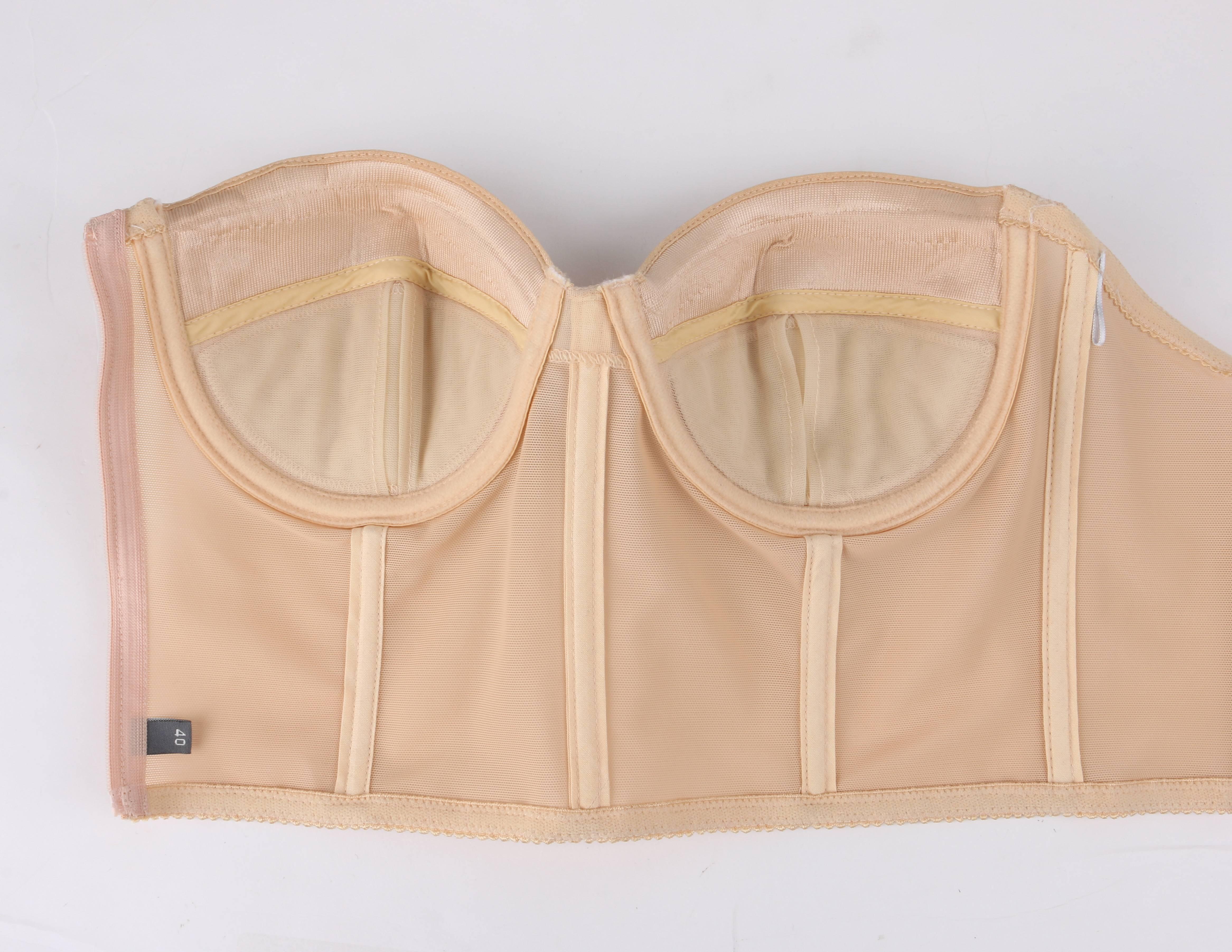 Orange ALEXANDER McQUEEN Resort 2009 Nude Net Knit Cropped Corset Top Bustier For Sale