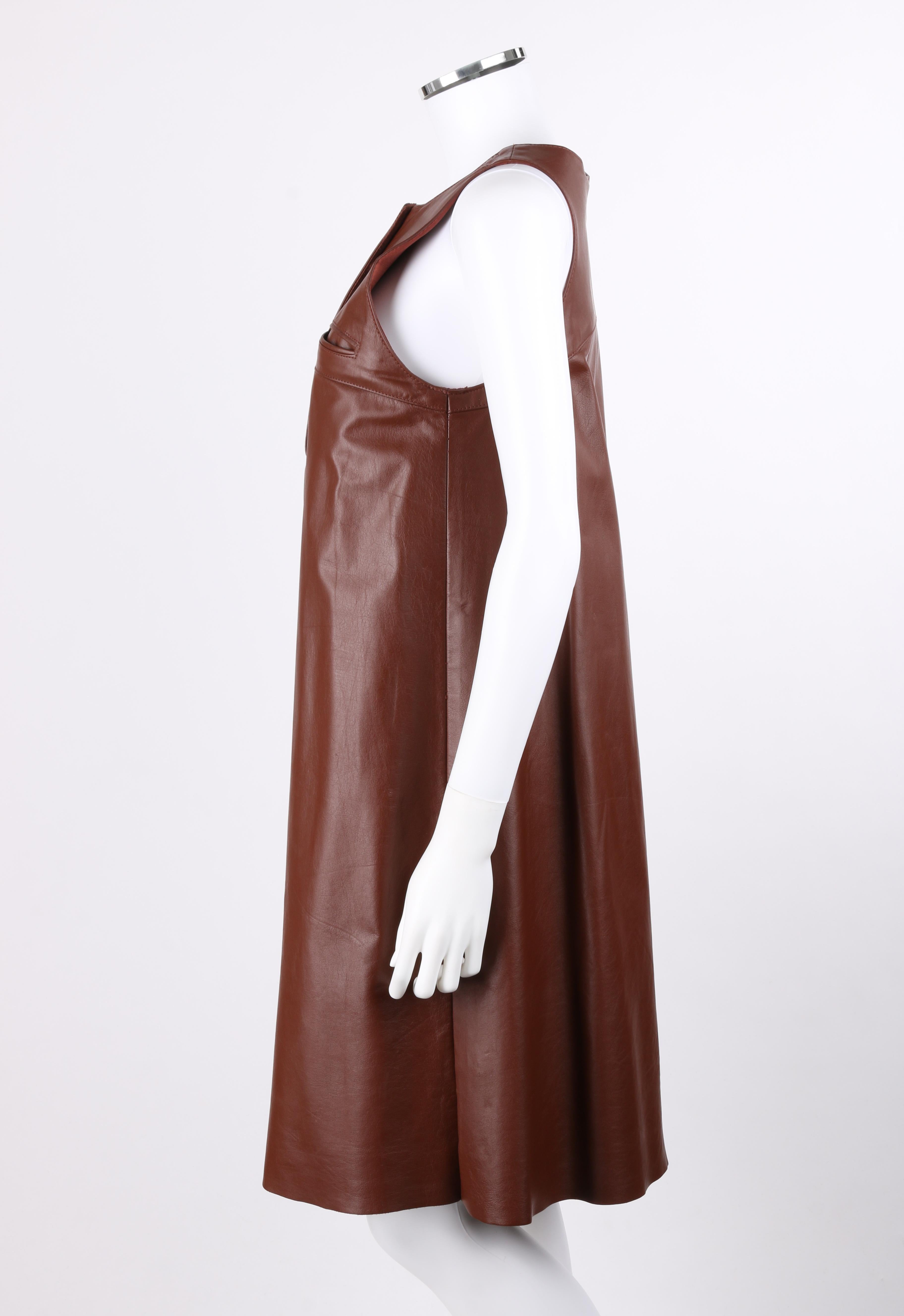 ANNE KLEIN c.1970's 3 Piece Paisley Blouse Leather Jumper Dress Set w/ Sash 4