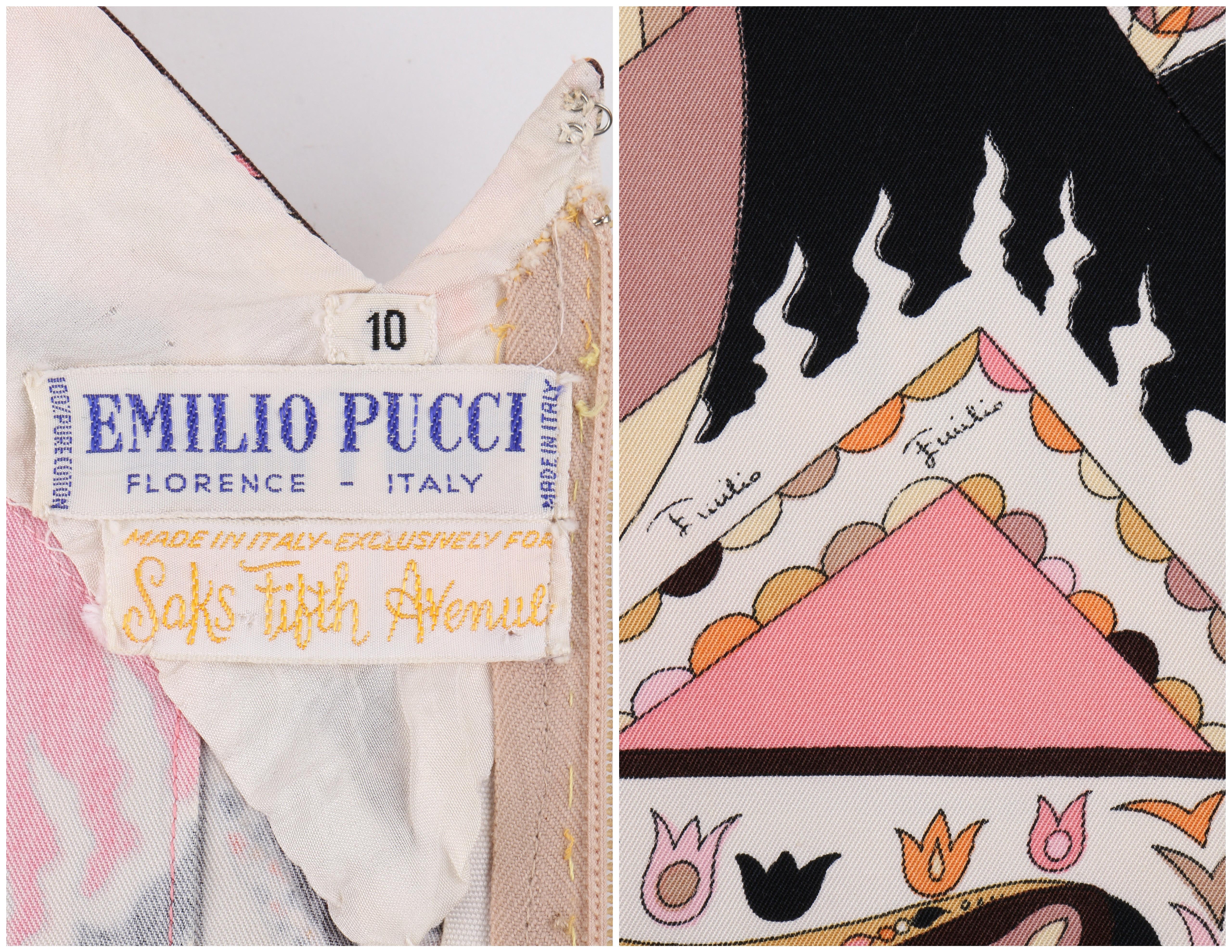 EMILIO PUCCI c.1960's Mod Op Art Signature Print Sleeveless A-Line Dress 1