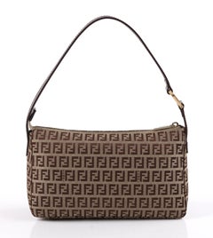 FENDI c.2007 Brown Monogram Zucchino Zucca Jacquard Leather Baguette Purse NWT