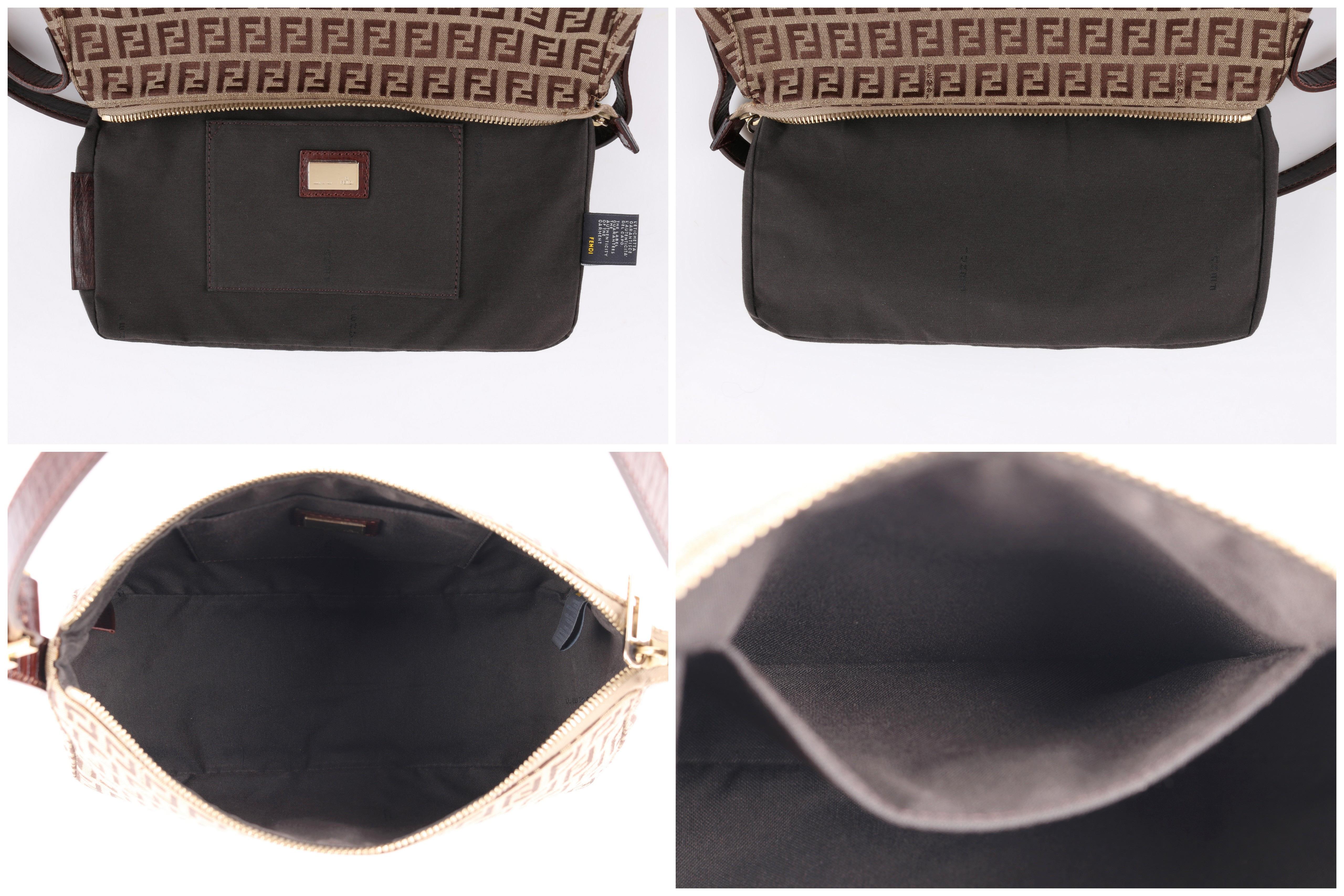 FENDI c.2007 Brown Monogram Zucchino Zucca Jacquard Leather Baguette Purse NWT In New Condition In Thiensville, WI