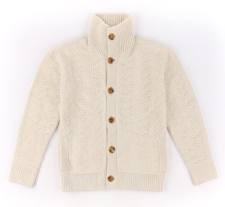 LOUIS VUITTON A/W 2005 Cream Alpaca Classic Heavy Knit Cardigan Sweater LTD For Sale at 1stdibs