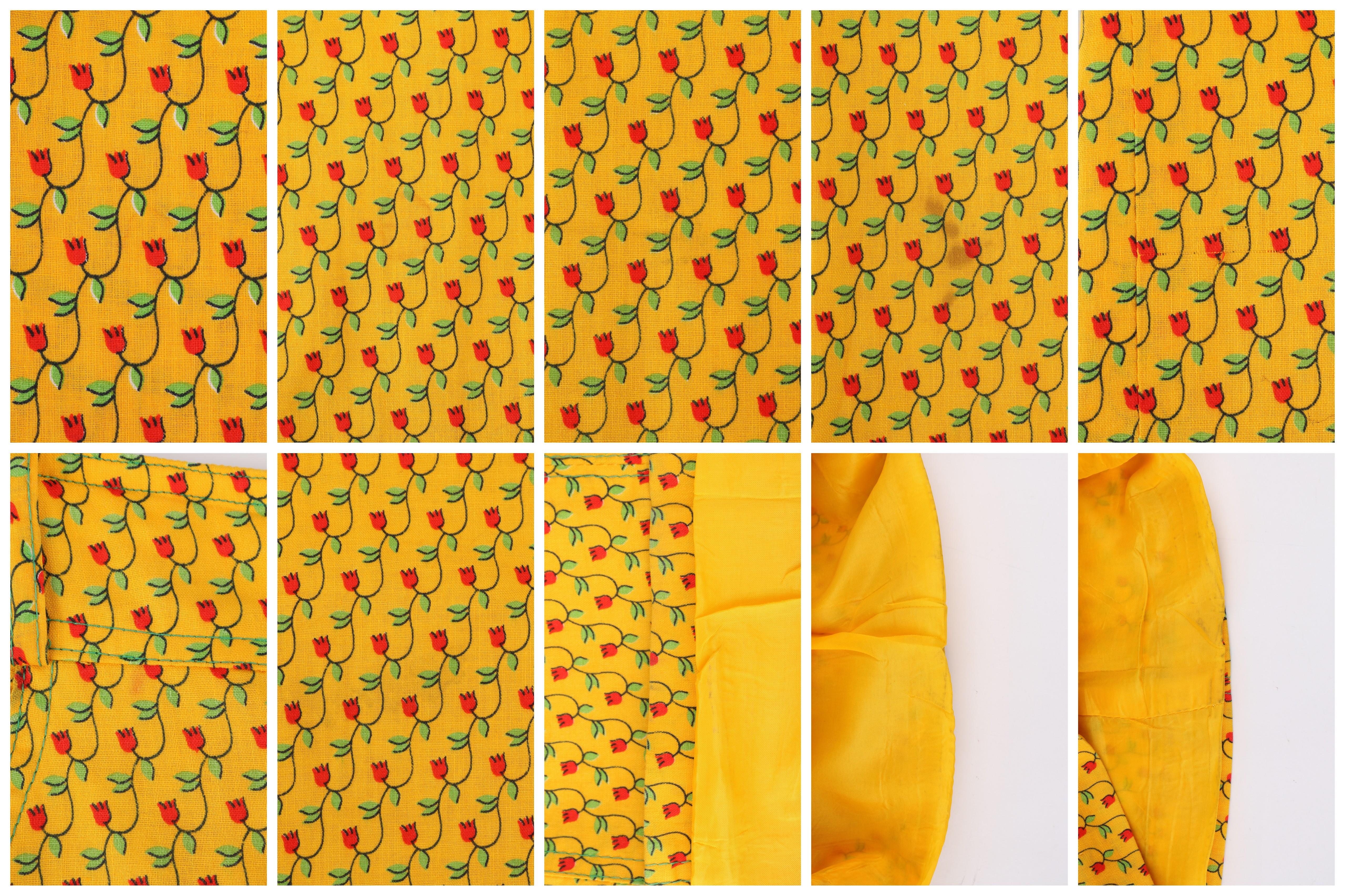 ANNE KLEIN c.1970's 2 Pc Marigold Floral Tulip Button Down Shirt Pants Suit Set 5
