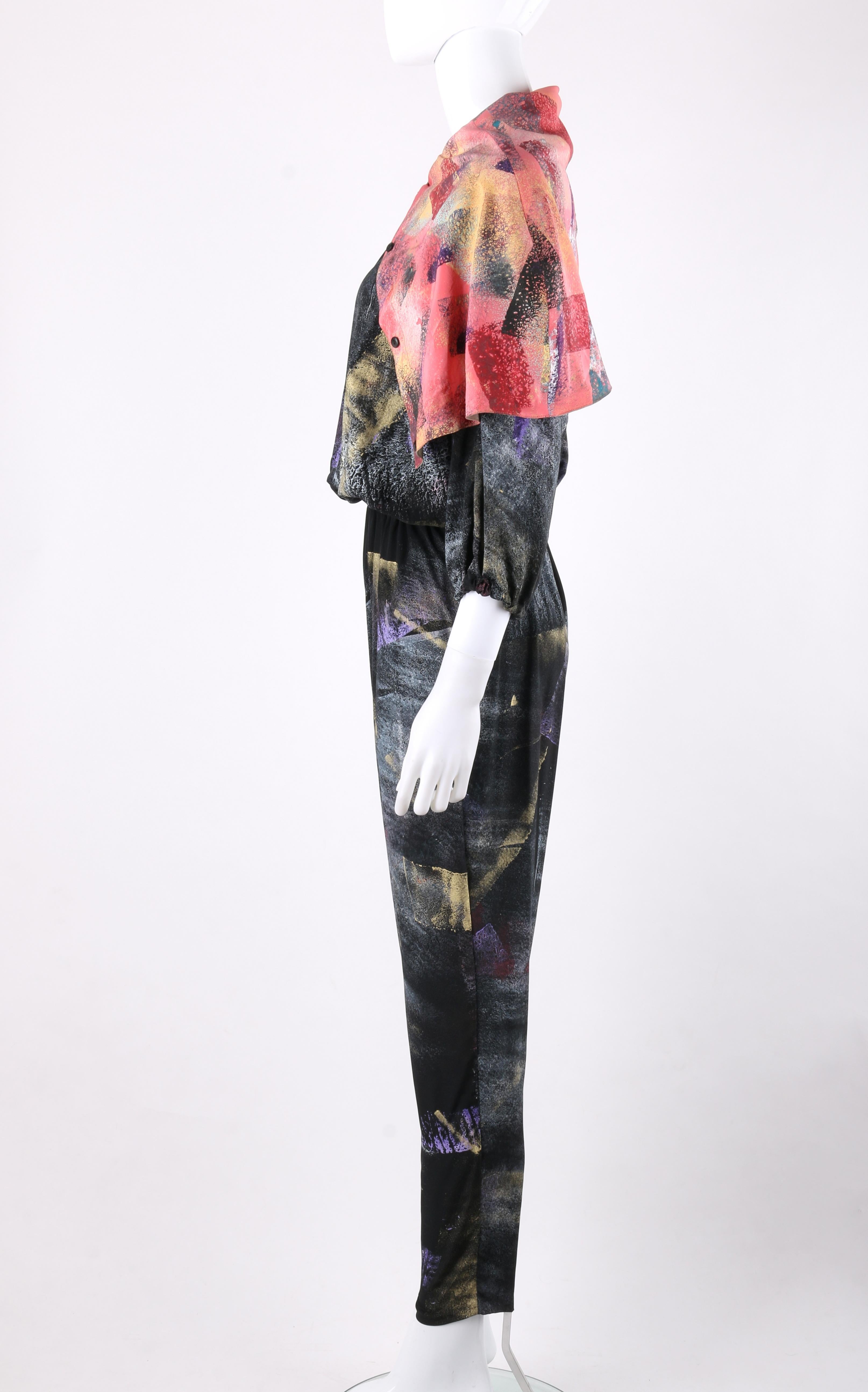 CHIA JEN JENNIFER MACKEY Hand Printed Silk Art To Wear Jumpsuit OOAK For Sale 1