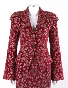 GIVENCHY Couture S/S 1998 ALEXANDER McQUEEN 2 Pc Floral Jacquard Skirt Suit Set