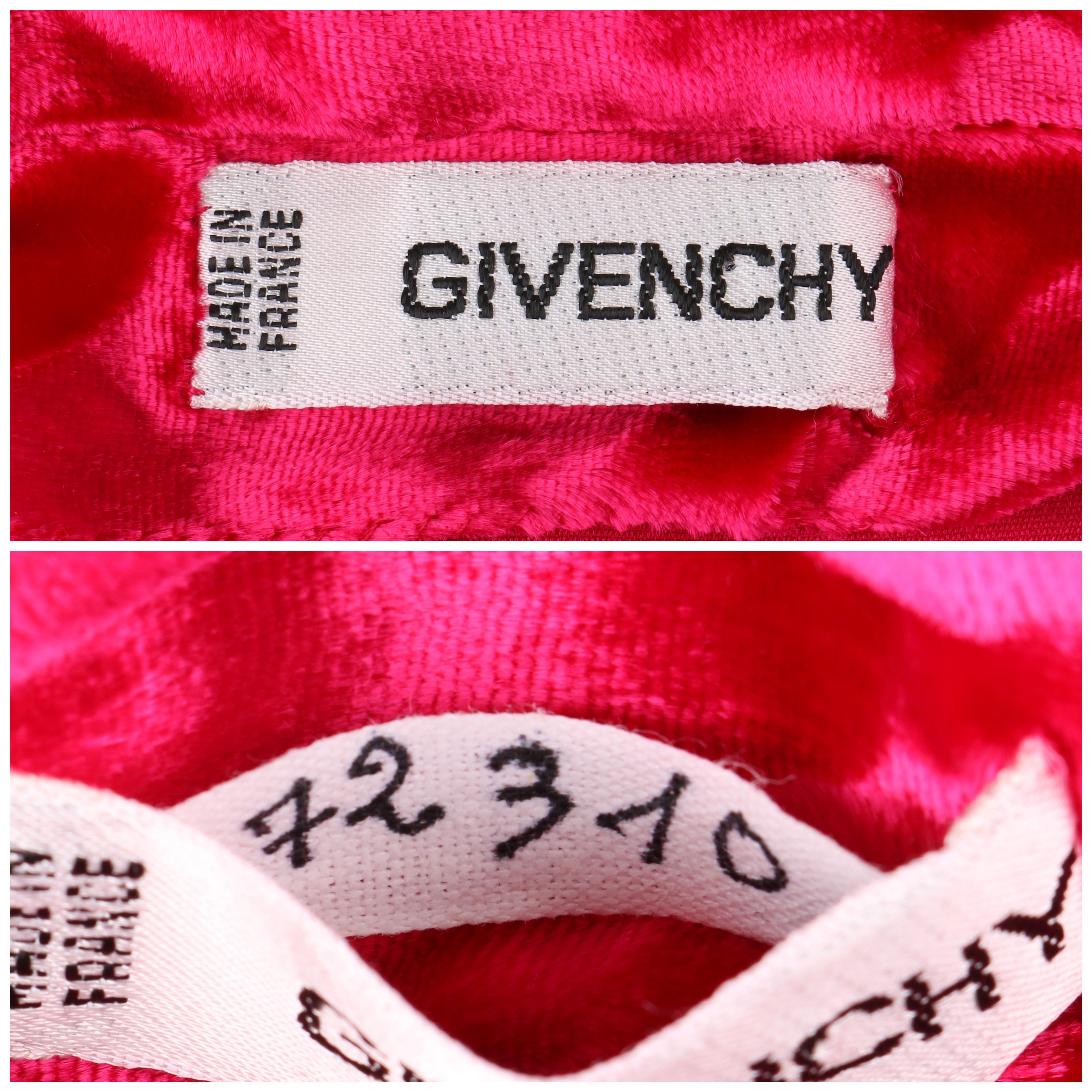GIVENCHY c.1990's Haute Couture Fuchsia Pink Leopard Print Velvet Evening Dress For Sale 3