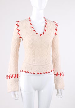 ALEXANDER McQUEEN A/W 1999 "The Overlook" Cream Knit Ribbon Stitched Sweater
