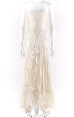 Atelier VERSACE S/S 2011 White Sequin Embellished Fringe Art Deco Evening Gown