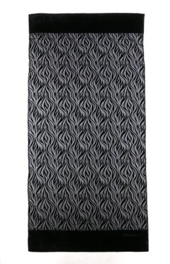 SALVATORE FERRAGAMO Black Tiger Animal Stripe Velvet Burnout Oblong Silk Scarf