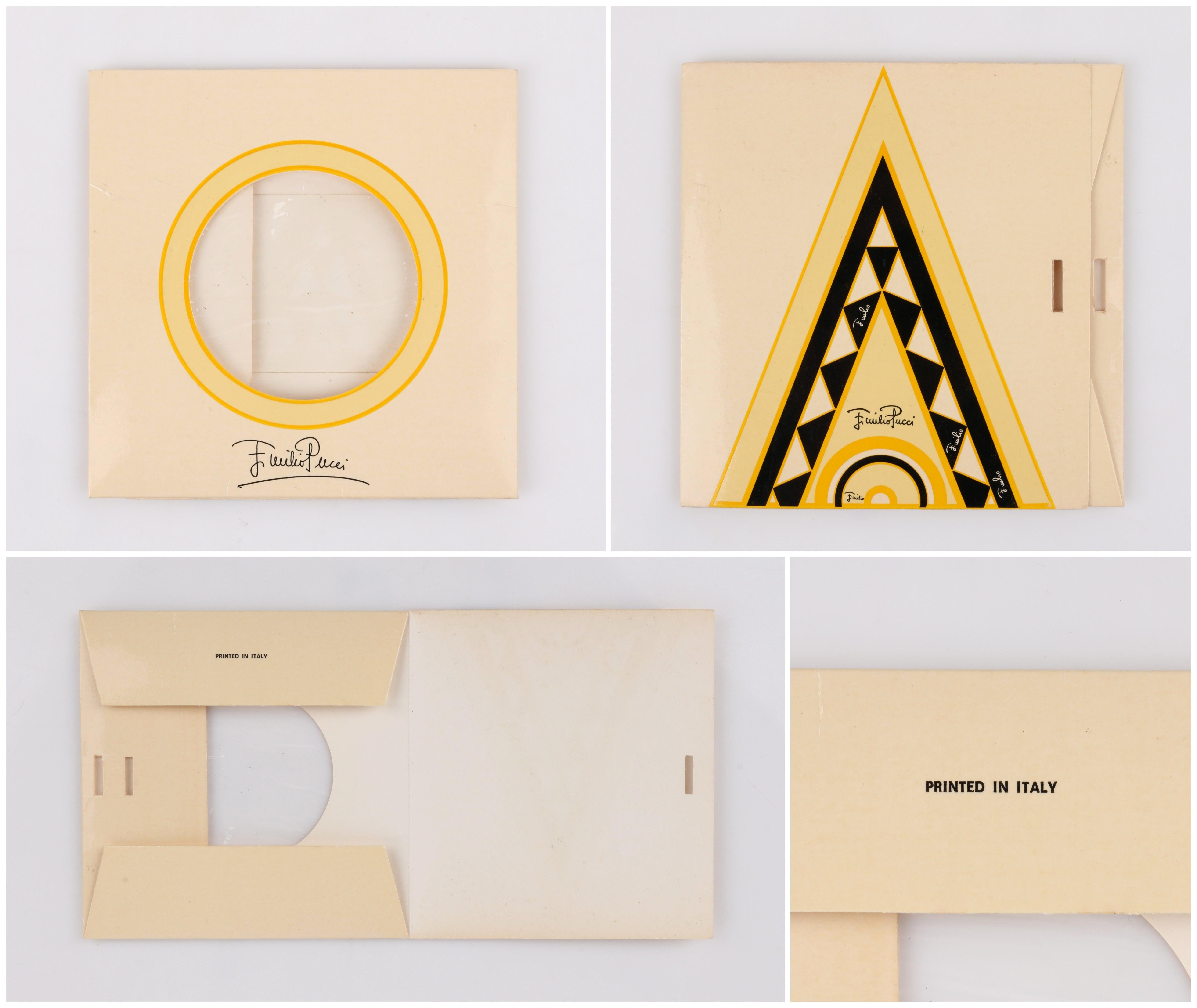 EMILIO PUCCI c.1970's Sunburst Signature Print Square Scarf / Handkerchief NOS 2