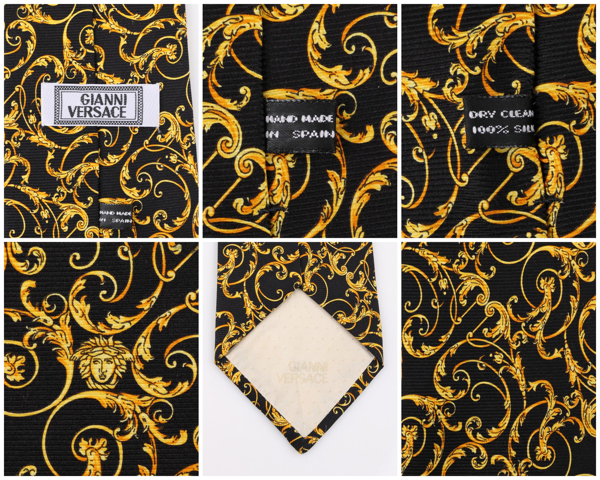GIANNI VERSACE c.1990's Baroque Medusa Head Print Silk Necktie Tie 1