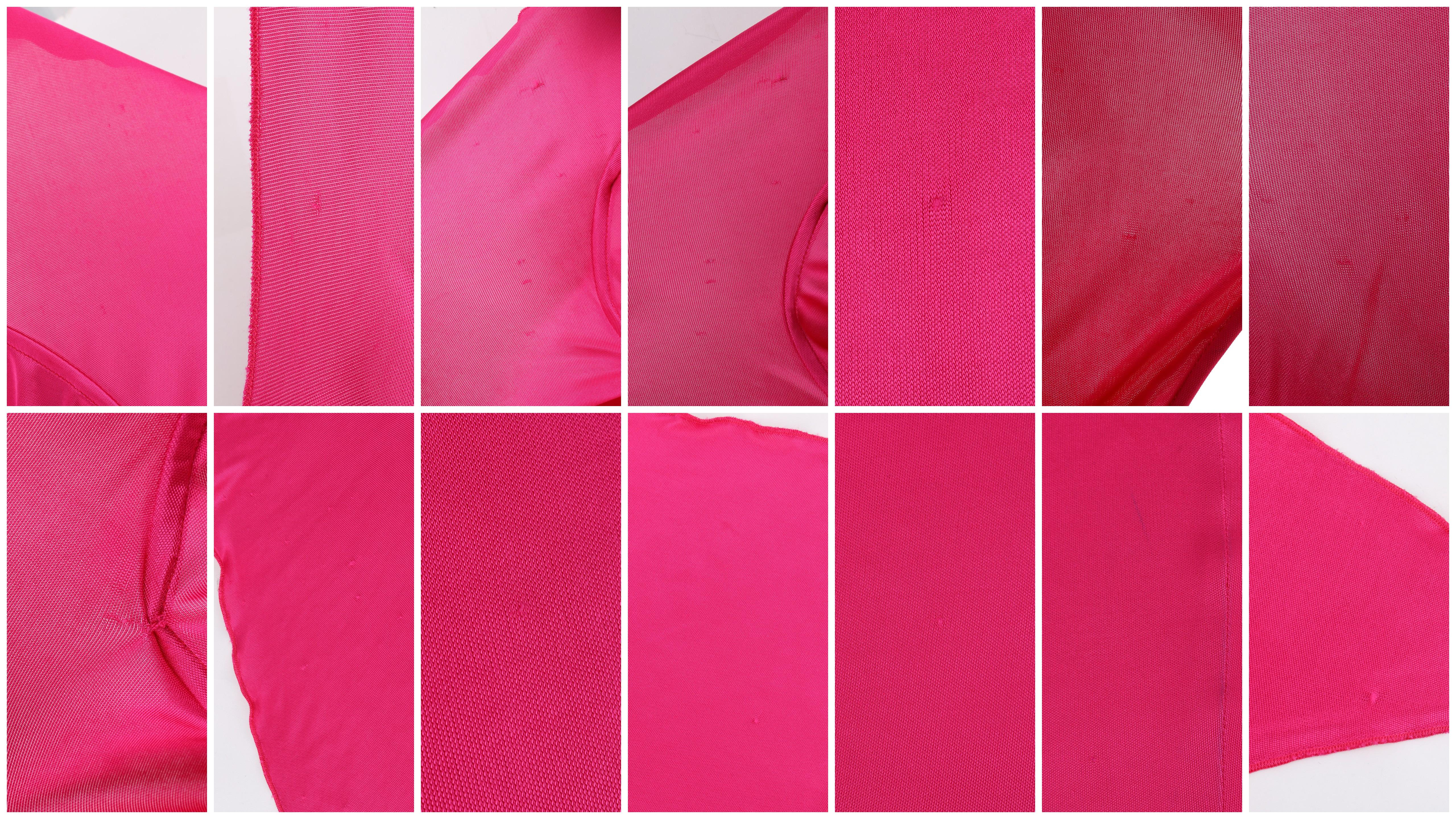 VERSACE S/S 2004 Hot Pink Knit V Neck Ruffle Wrap Dress 2