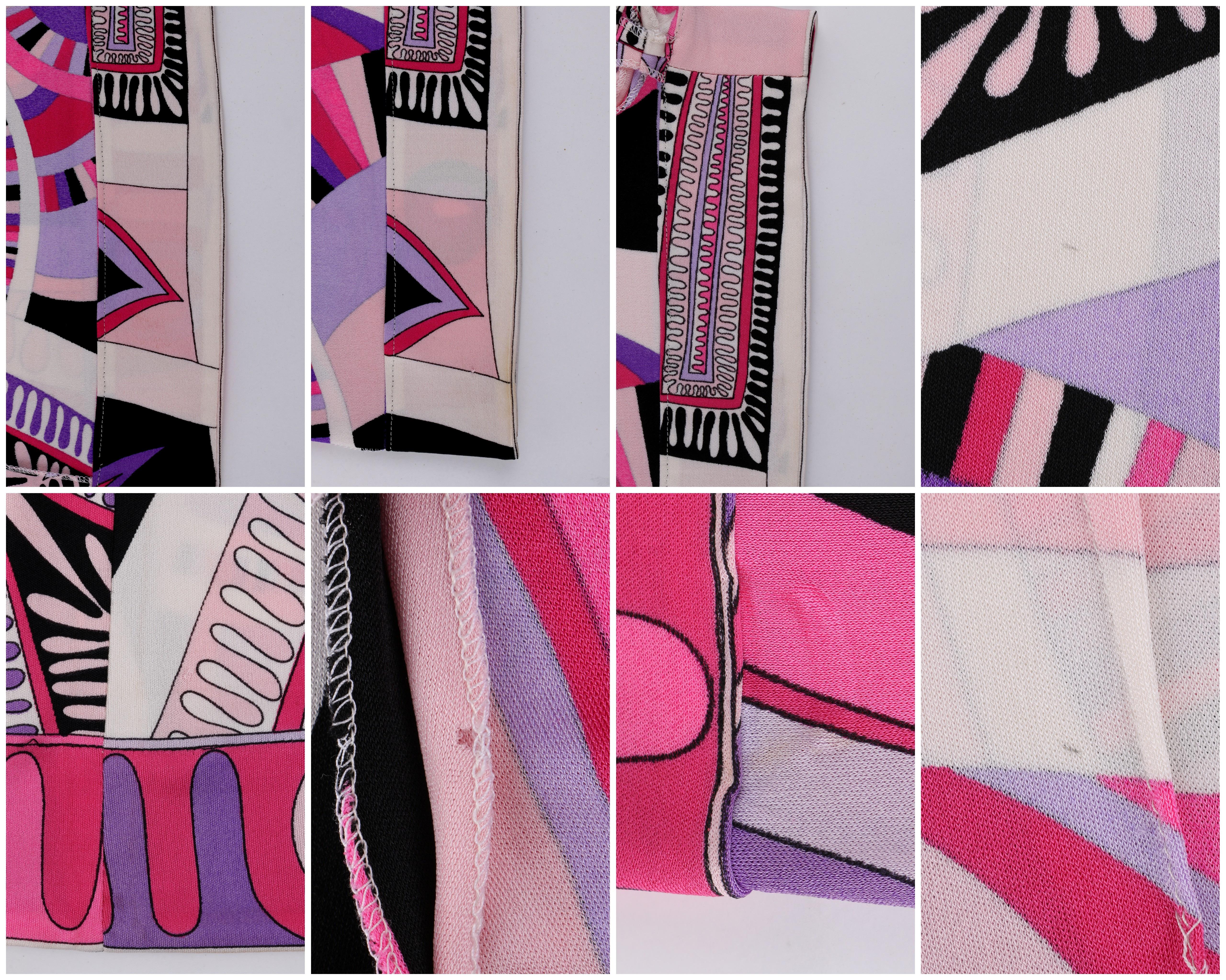 EMILIO PUCCI c.1970's Pink Op Art Signature Print Silk Jersey Knit Shorts 5