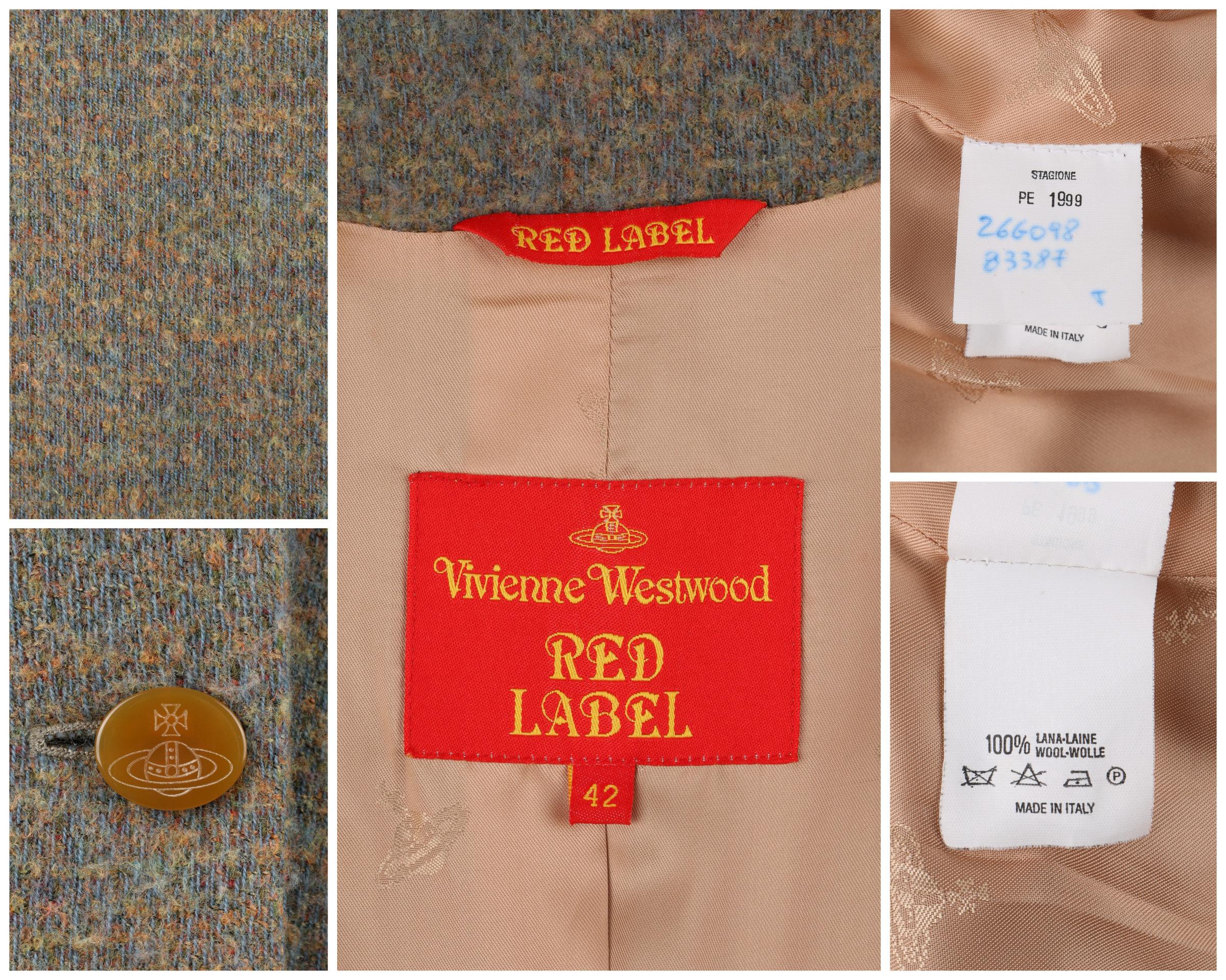 VIVIENNE WESTWOOD Red Label S/S 1999 Tweed Wool Tailored Princess Coat Jacket In Good Condition For Sale In Thiensville, WI
