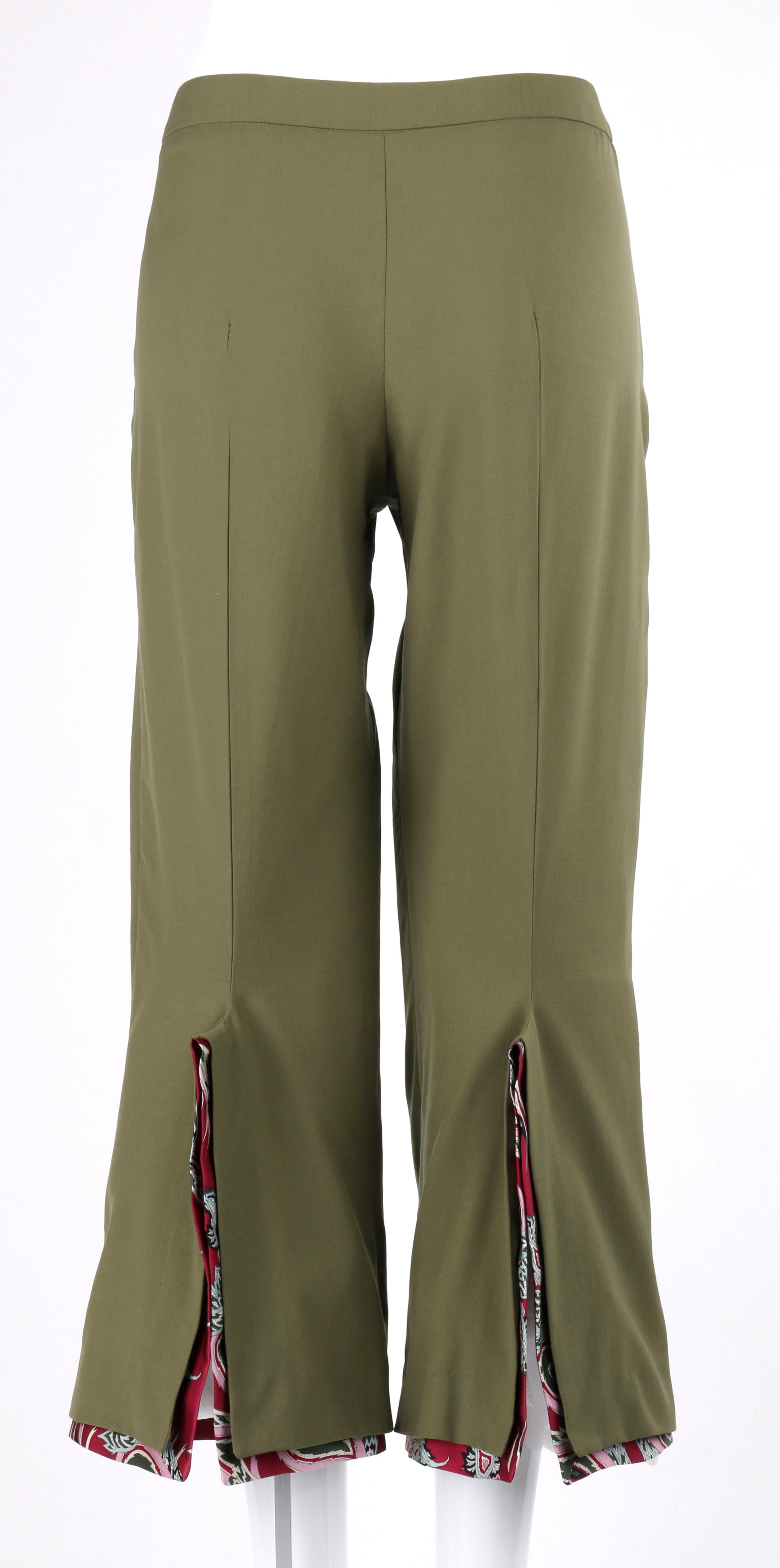 Marron ALEXANDER McQUEEN S/S 2001 « Voss » Pantalon Capri court vert olive en vente