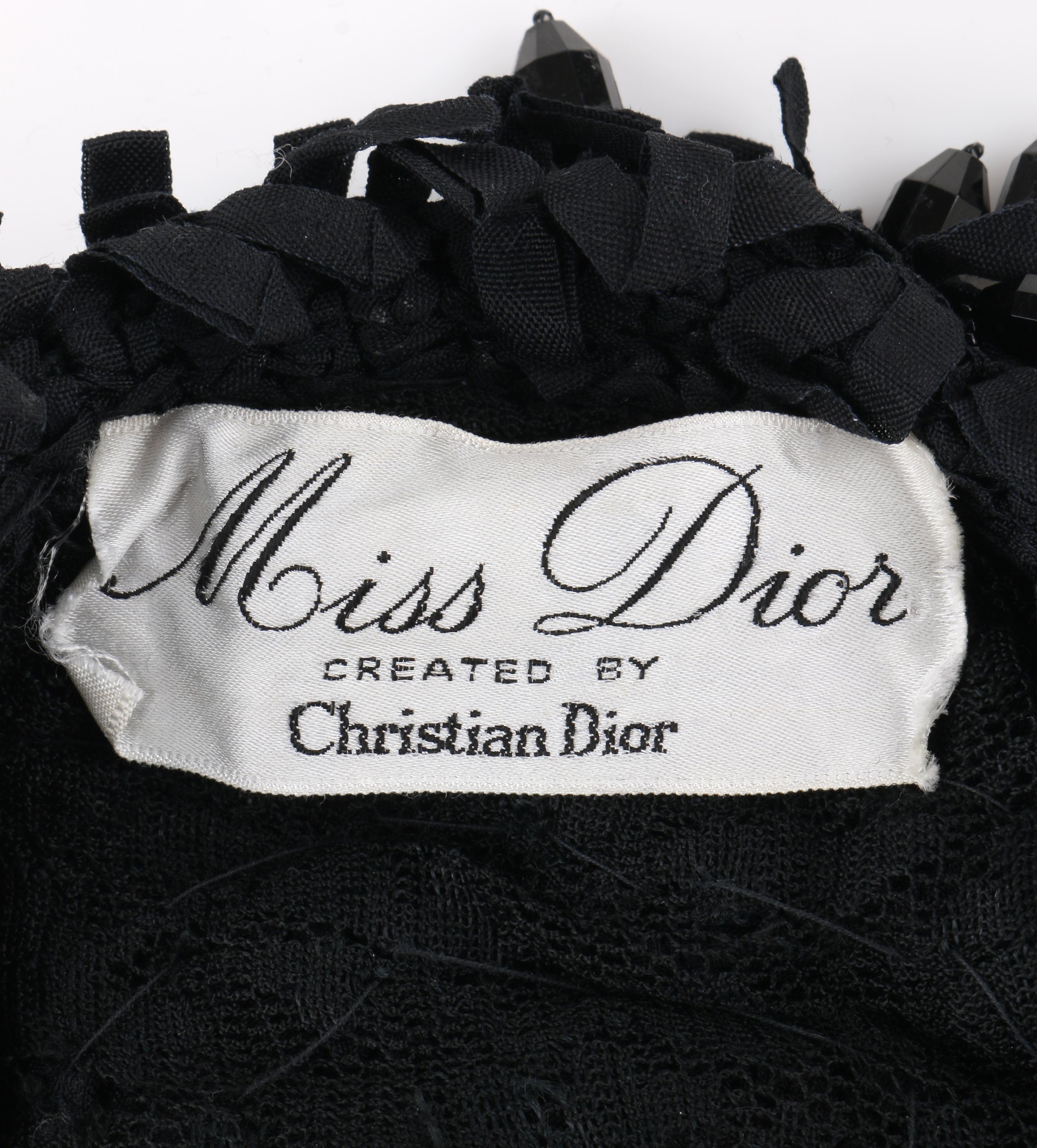 Miss Dior By CHRISTIAN DIOR c.1960's Ribbon Loop Glass Beaded Evening Calot Hat 6
