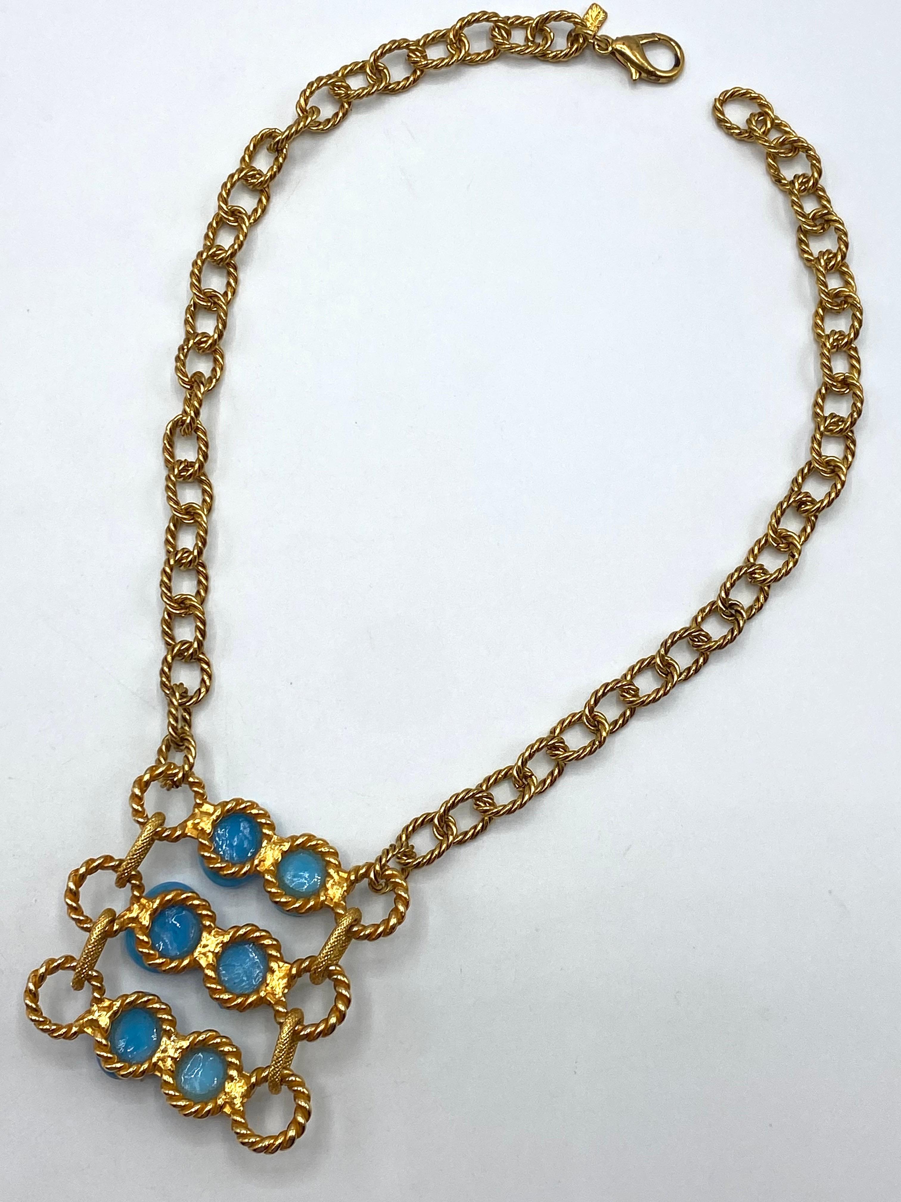 Collana con catena e vetro turchese Robert Goossens for Yves Saint Laurent. in vendita 6