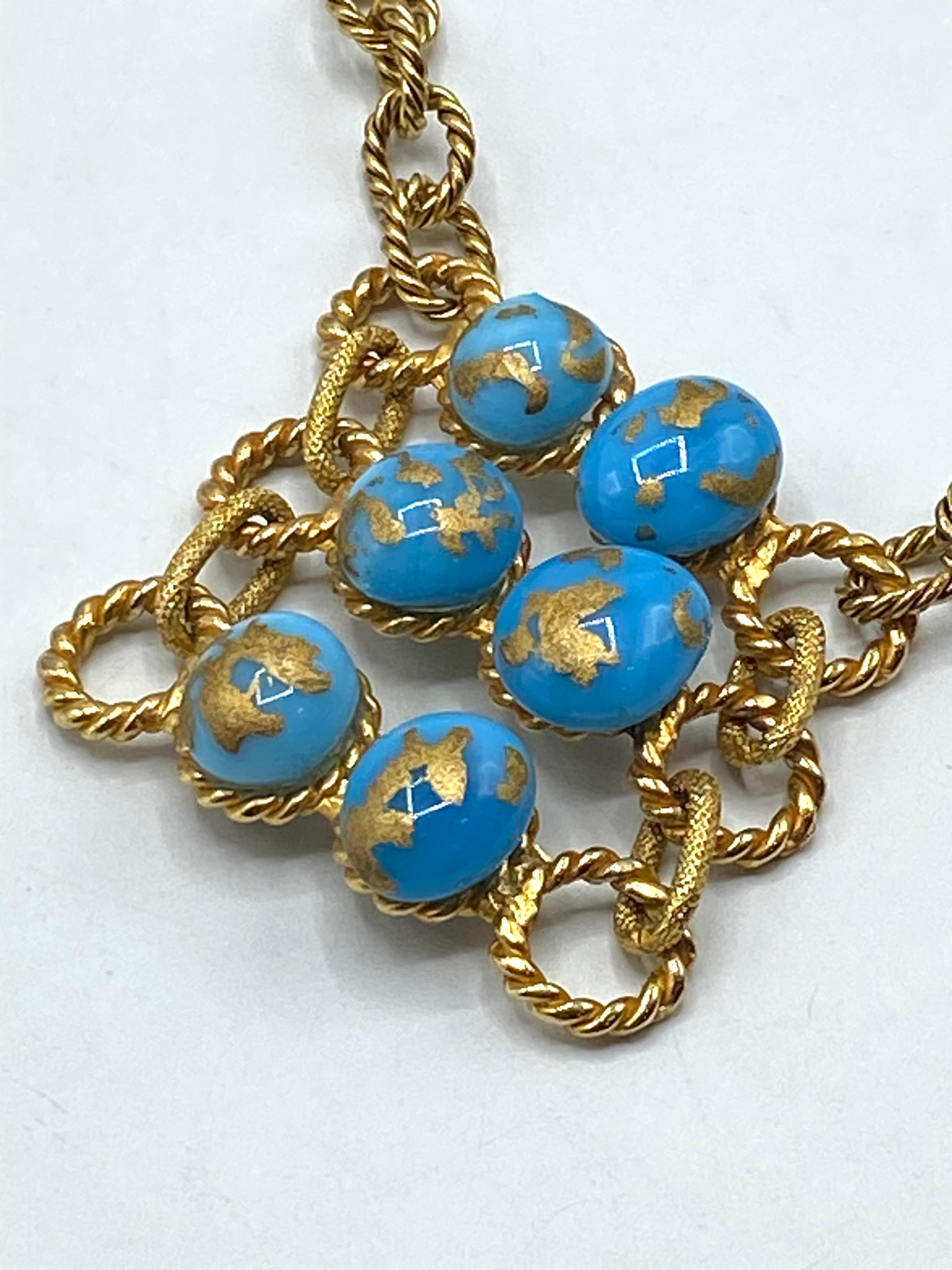 Collana con catena e vetro turchese Robert Goossens for Yves Saint Laurent. in vendita 3