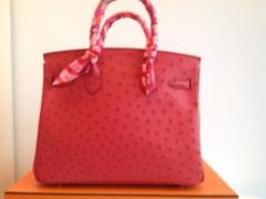 Hermes 30 cm Birkin Bag in Bouganvillier color Ostrich Leather