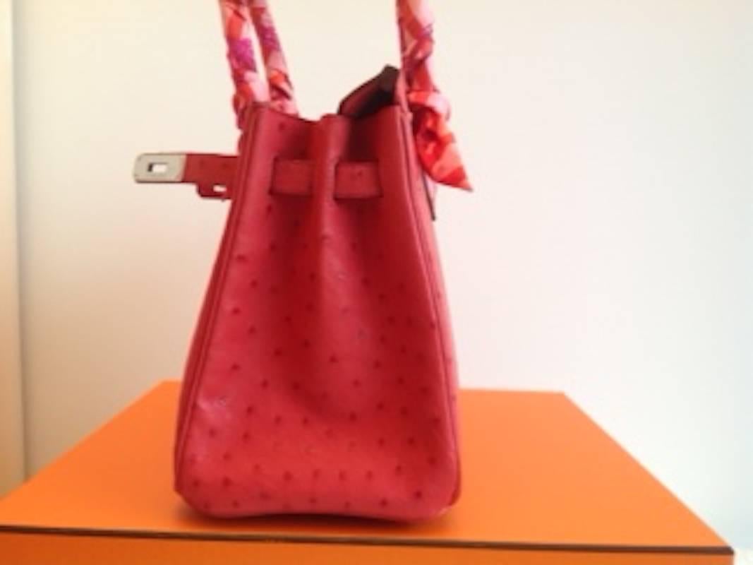 Hermes 30 cm Birkin Bag in Bouganvillier color Ostrich Leather 1